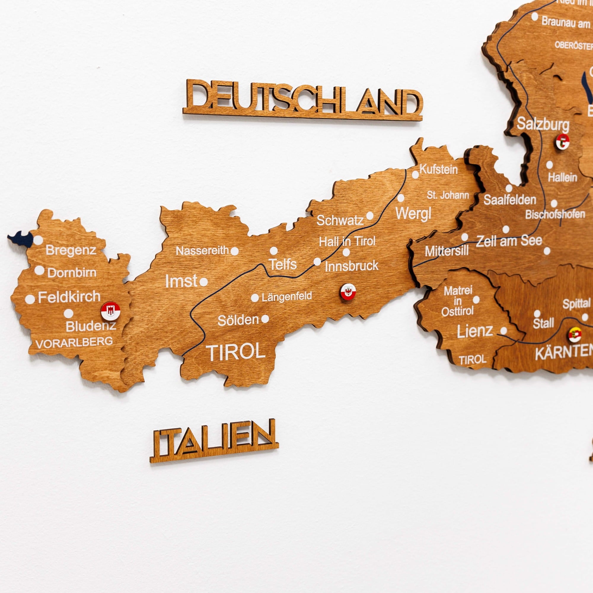 3D Austria Wooden Map Oak