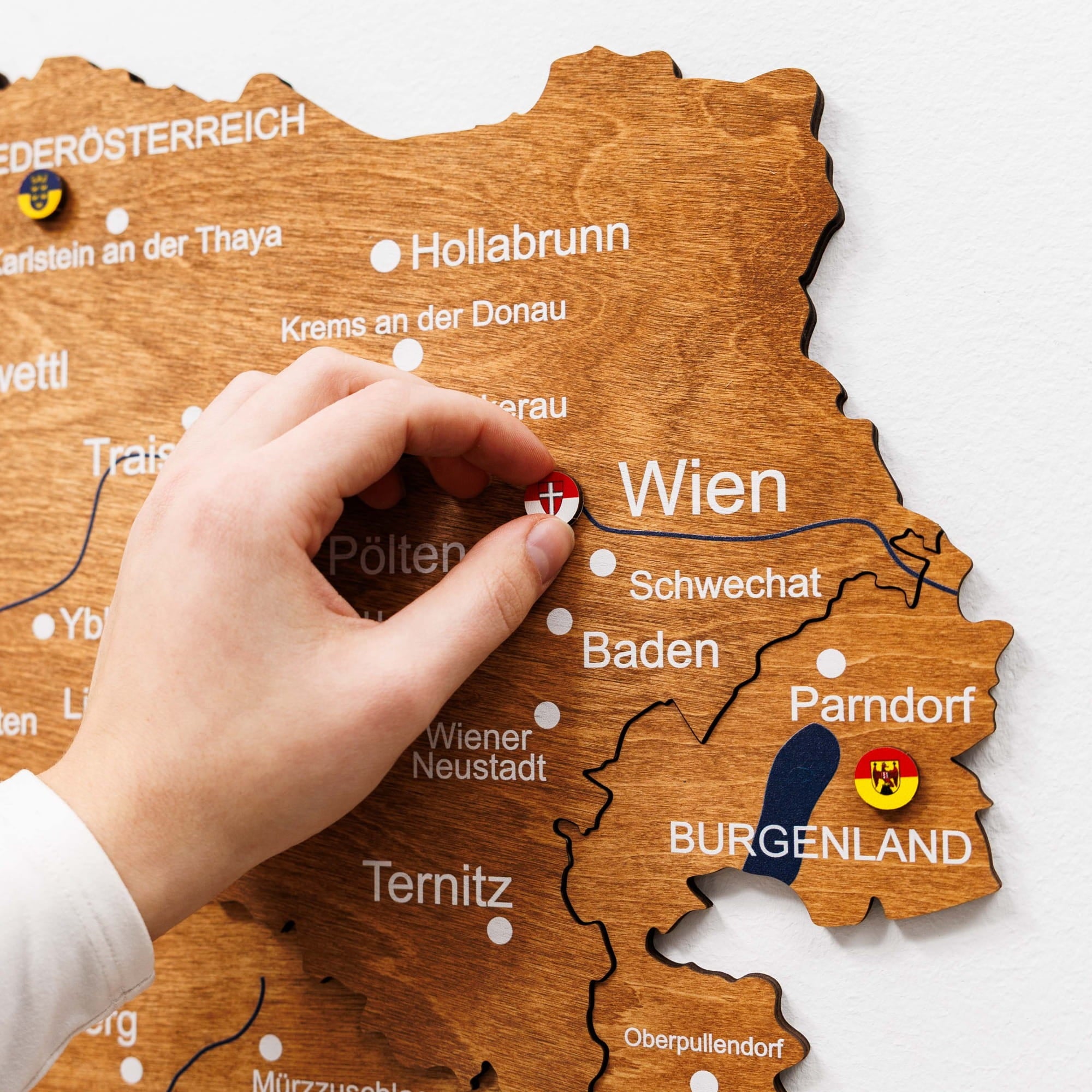 3D Austria Wooden Map Oak