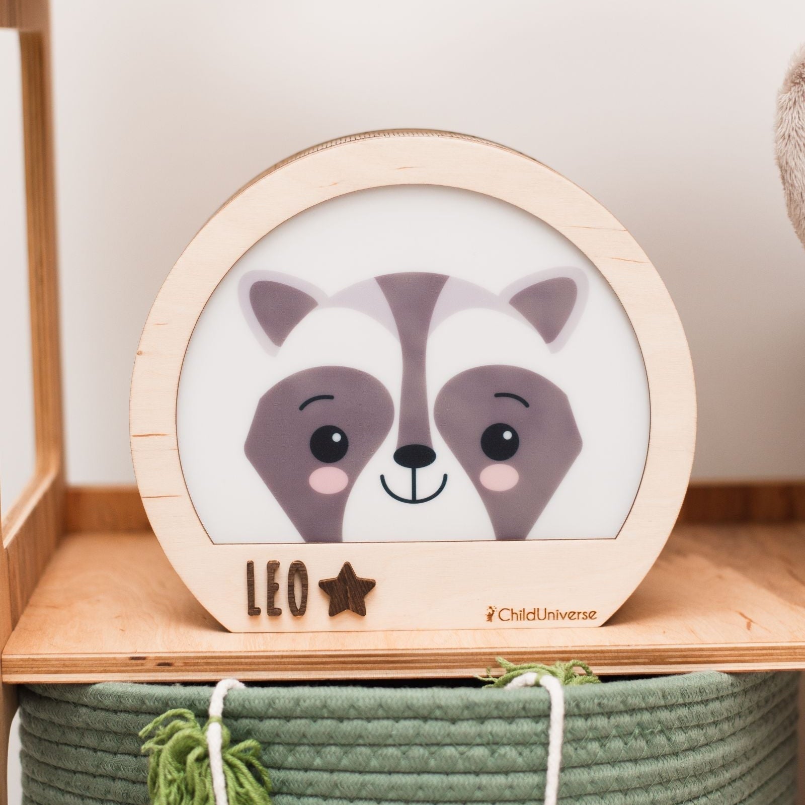 raccoon wooden light
