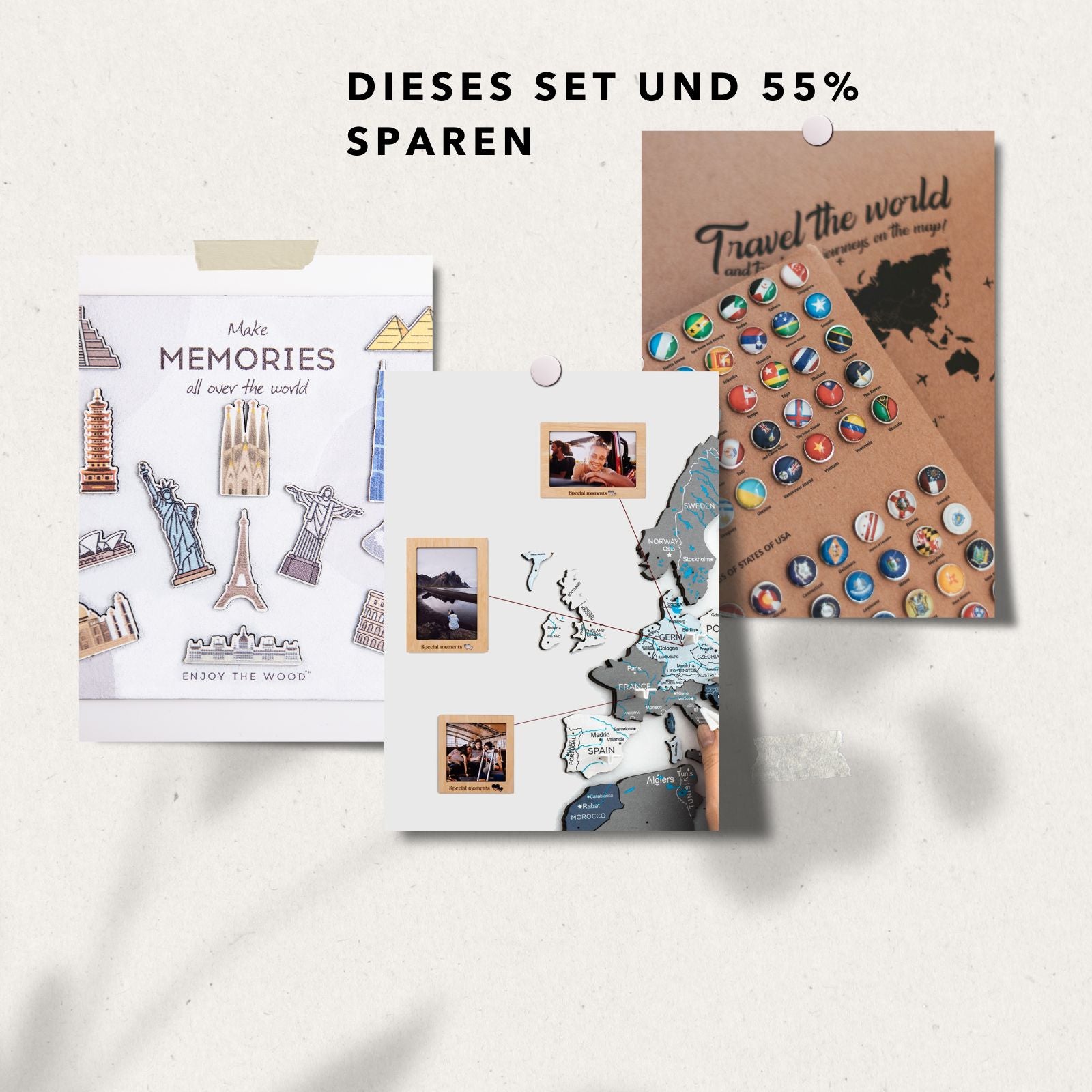 Bundle: 9 Fotorahmen, Flaggen und Sightseeing Pins