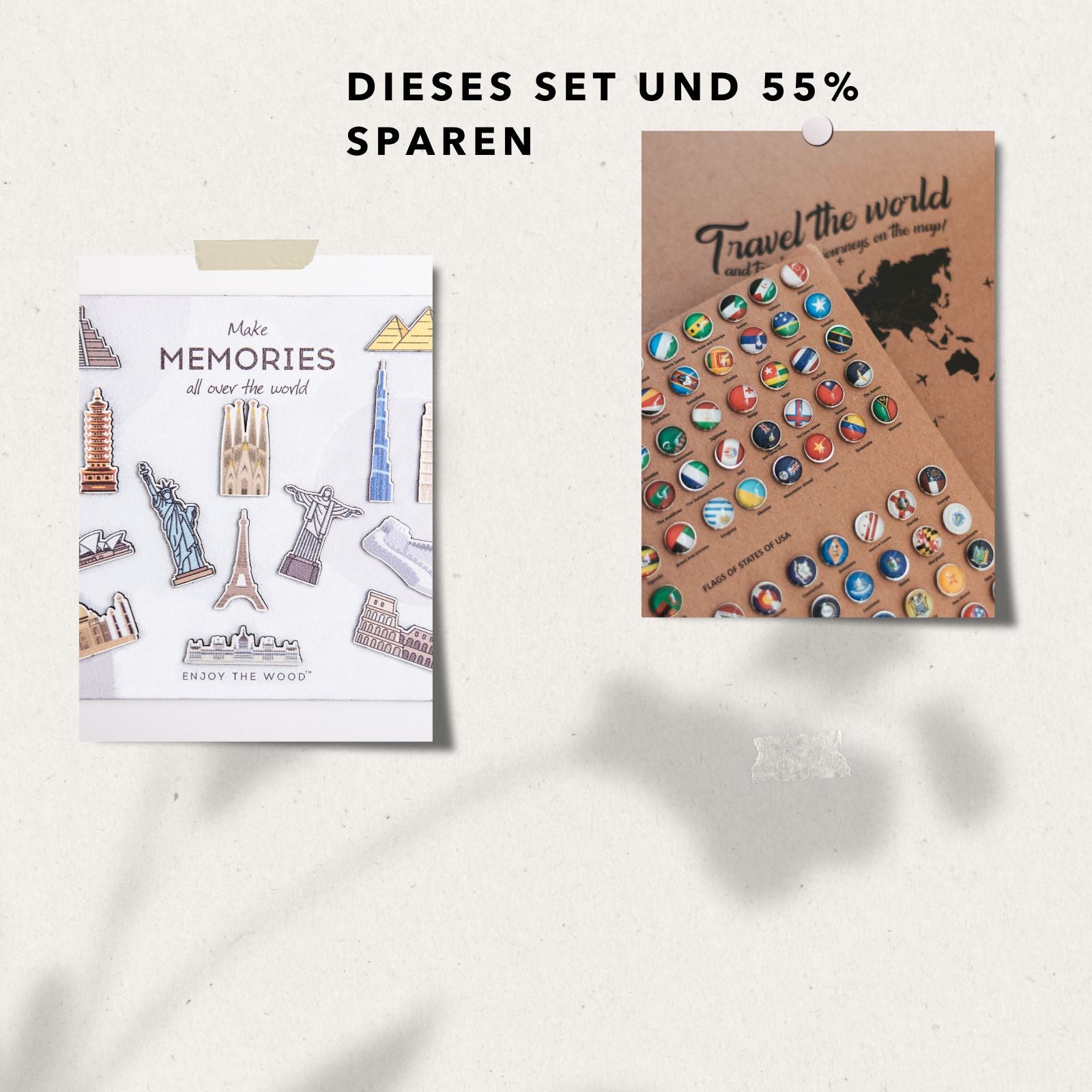 Bundle: Flaggen und  Sehenswürdigkeiten Pins