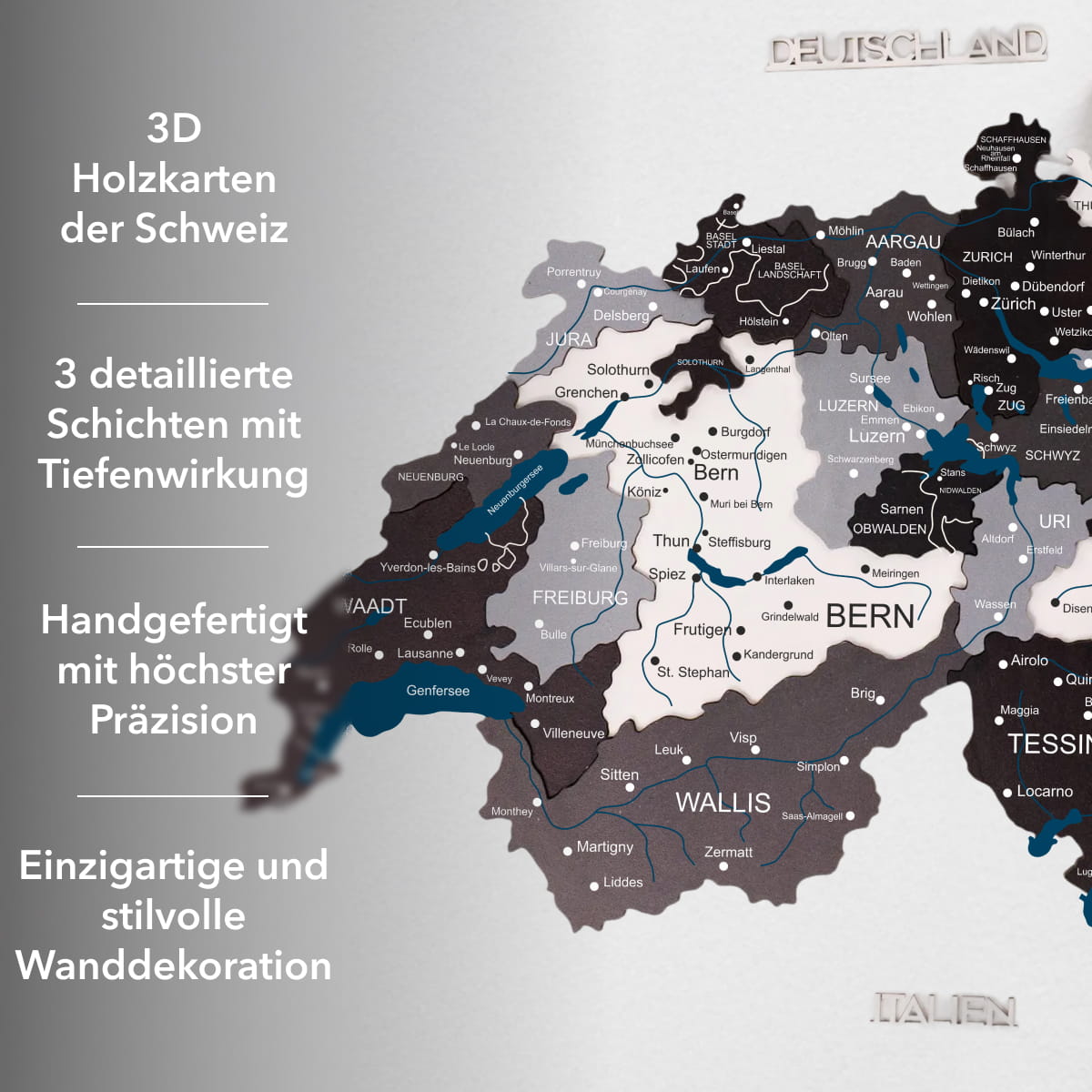 3D Schweizkarte aus Holz – Nordik