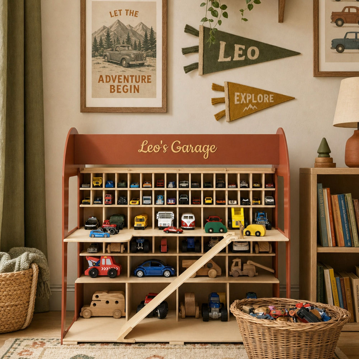 Holz-Parkgarage für Kinder - Schokolade