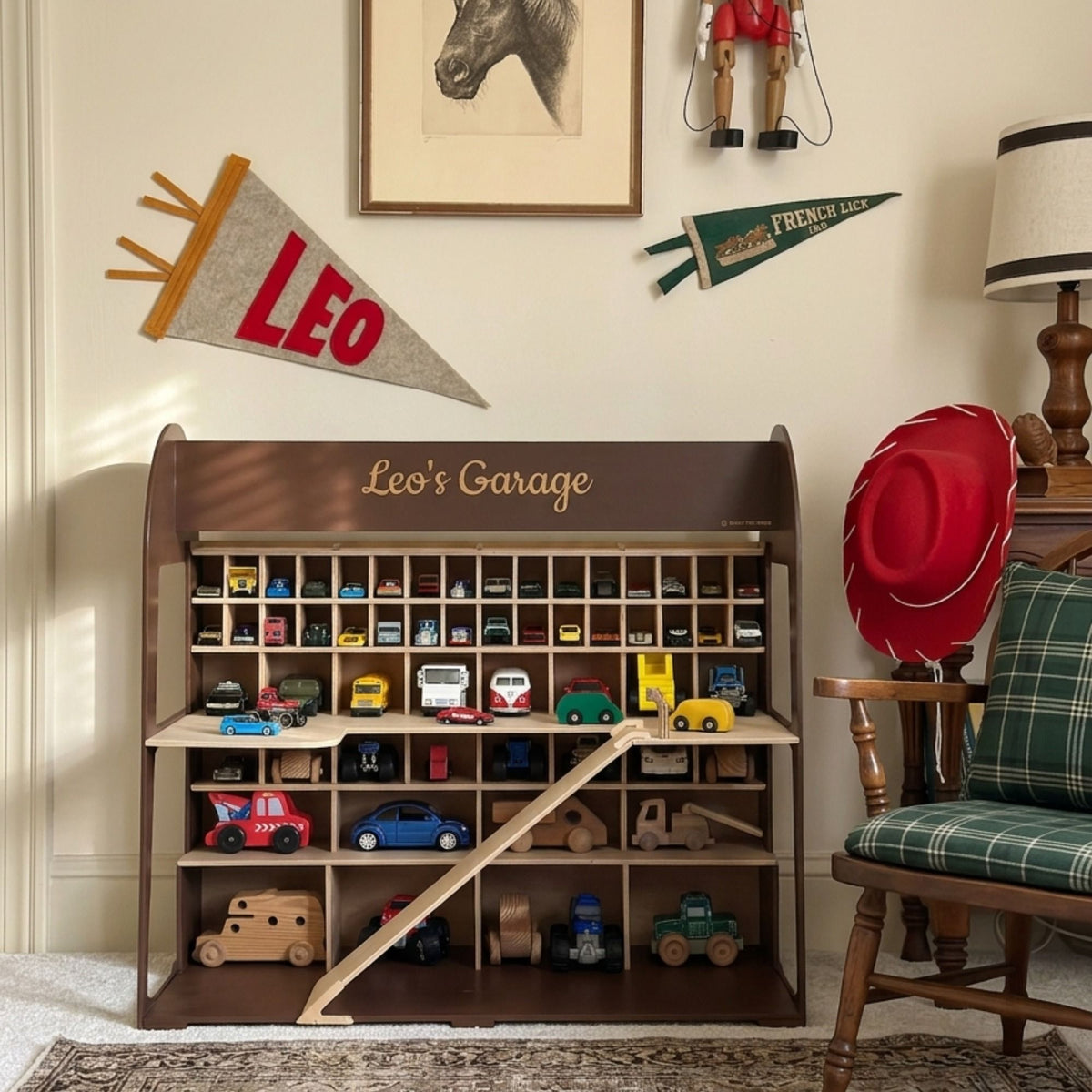 Holz-Parkgarage für Kinder - Schokolade