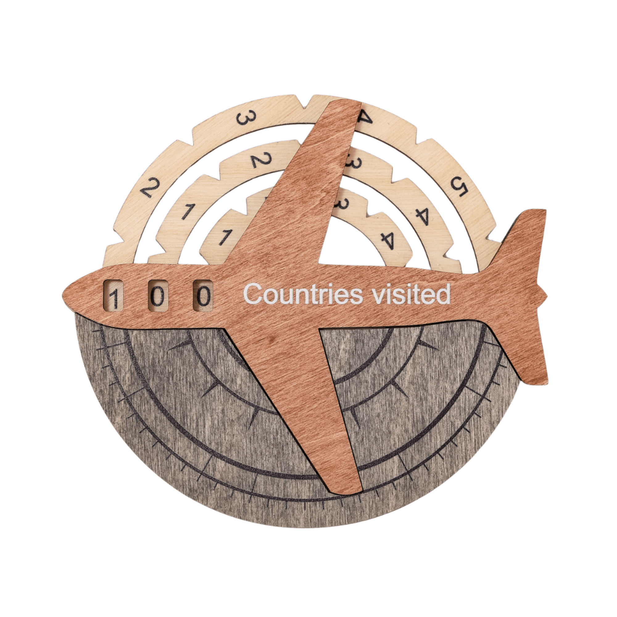 Reisetracker 3D Weltkarte aus Holz
