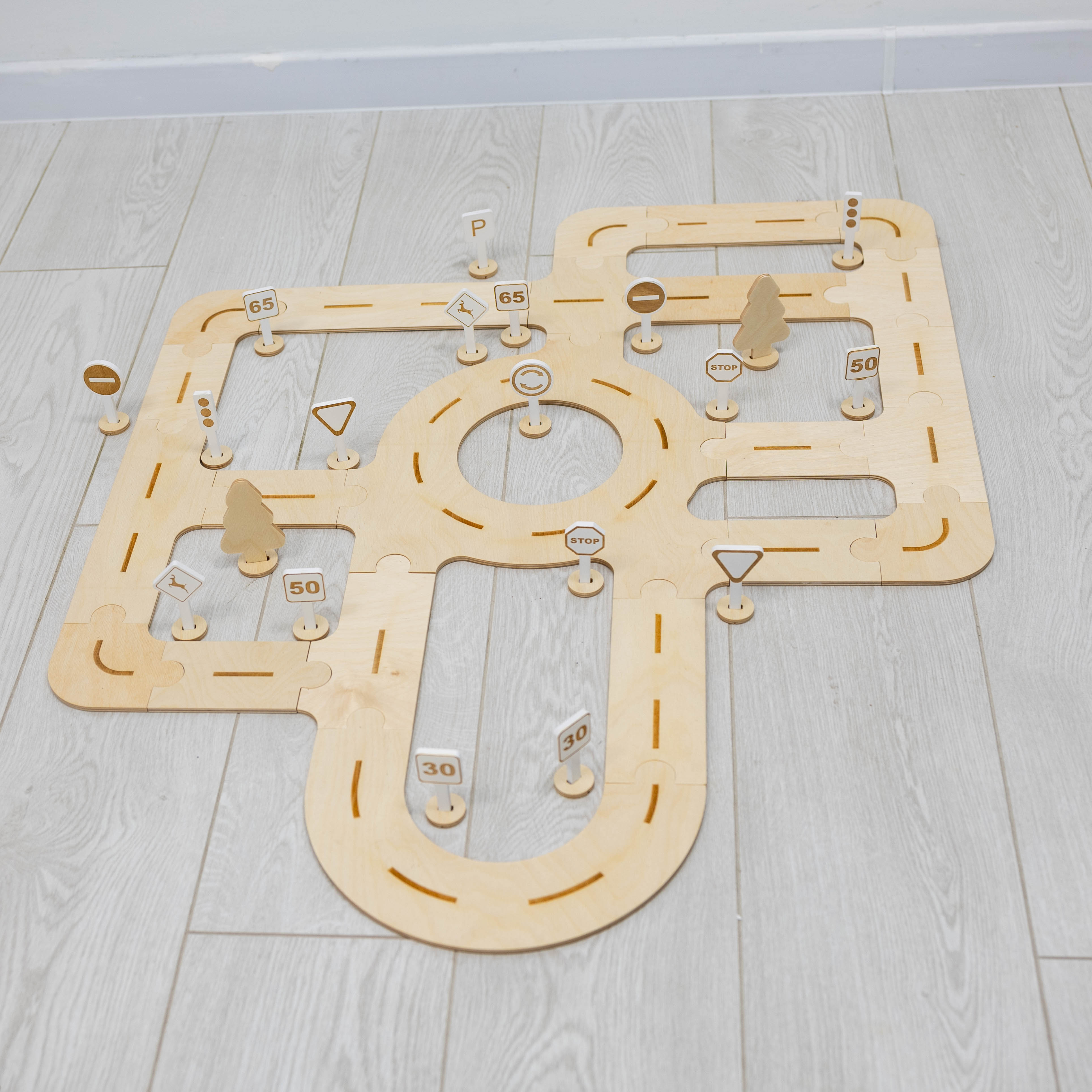 wooden car track for toddlers