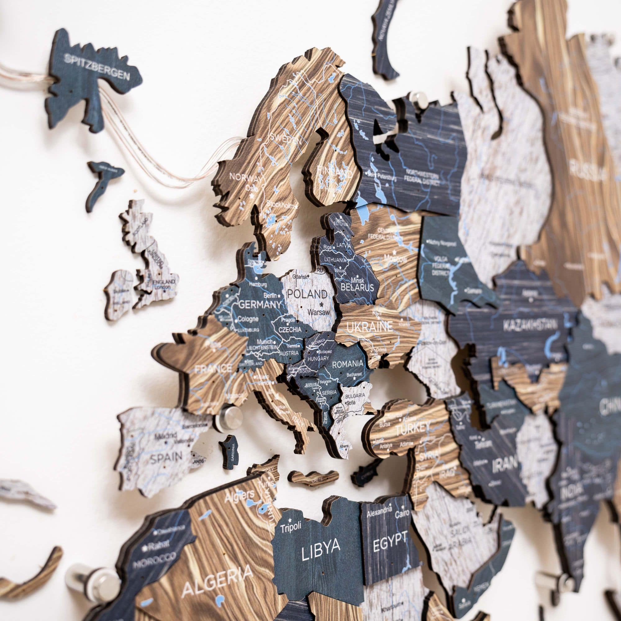3D-LED / Luminous Holz-Weltkarte 3.0 – Mystery