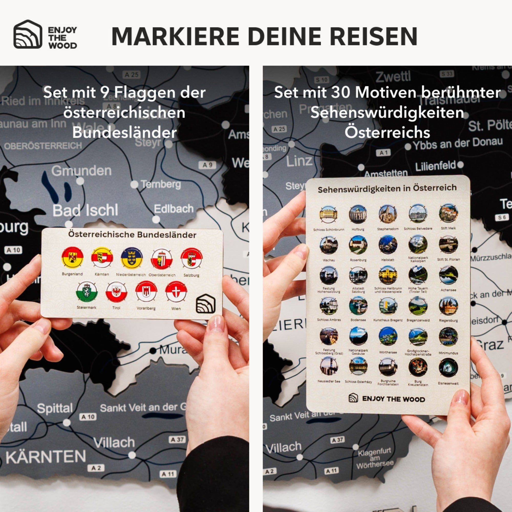 3D Österreich Holzkarte Nordik