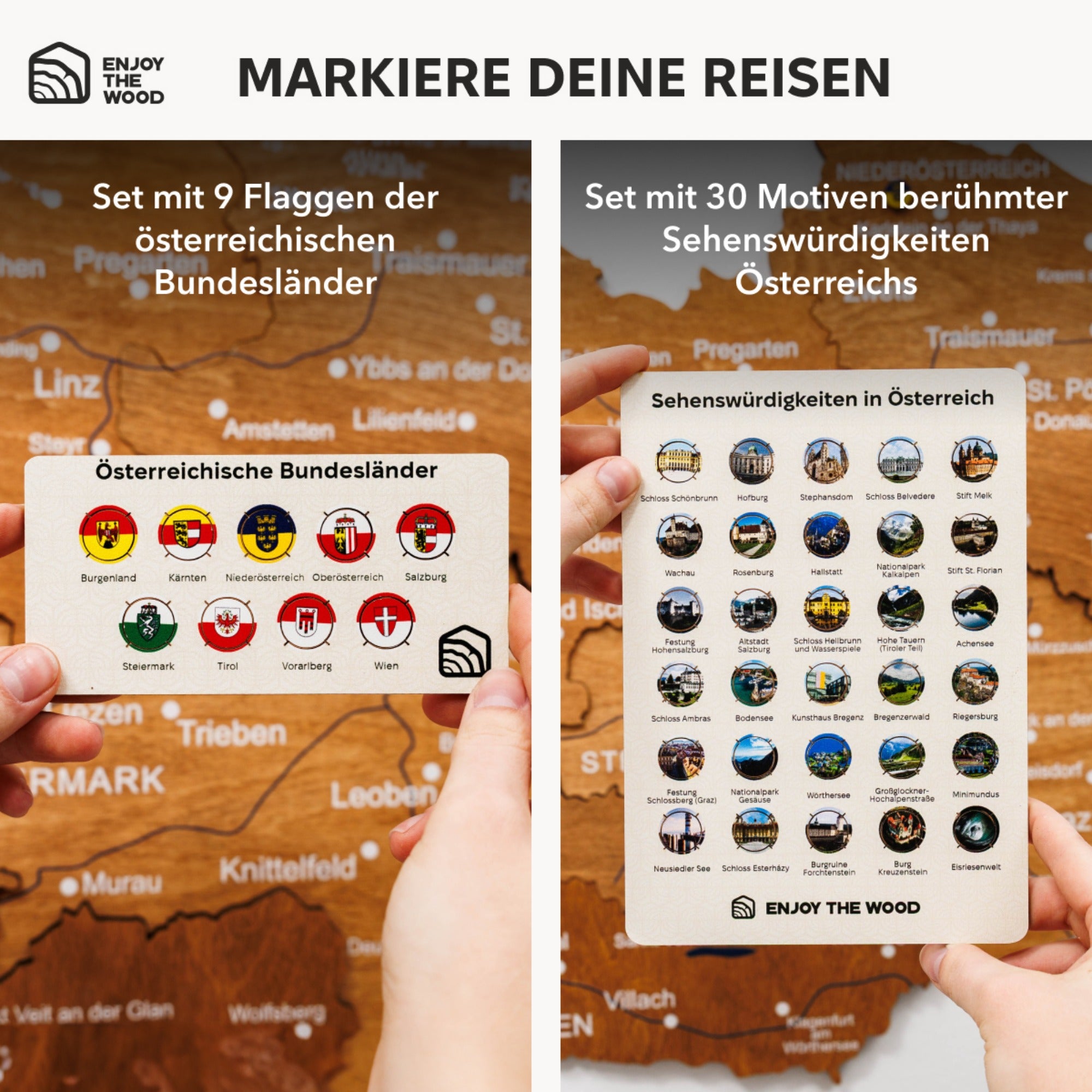 3D Austria Wooden Map Oak