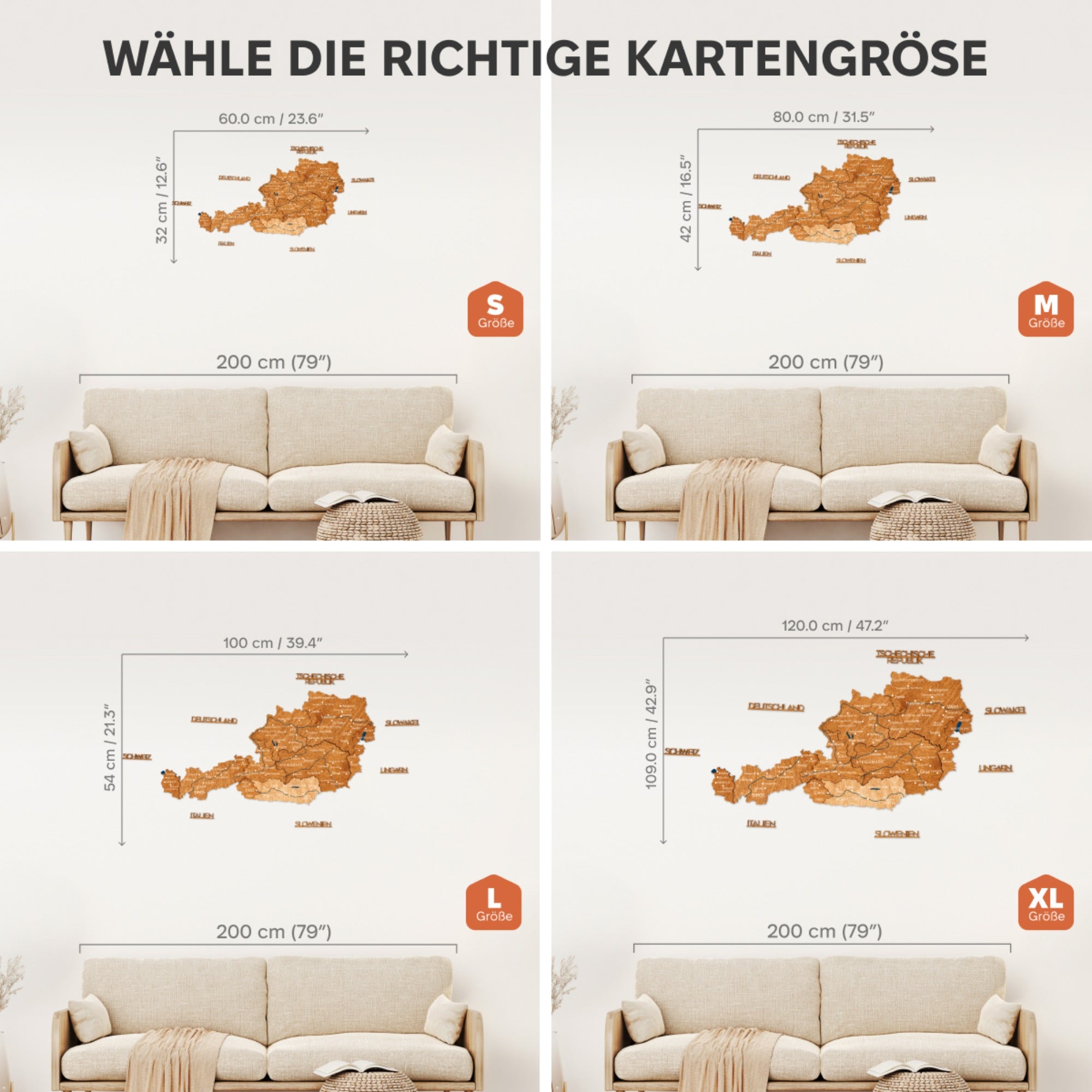 3D Austria Wooden Map Oak