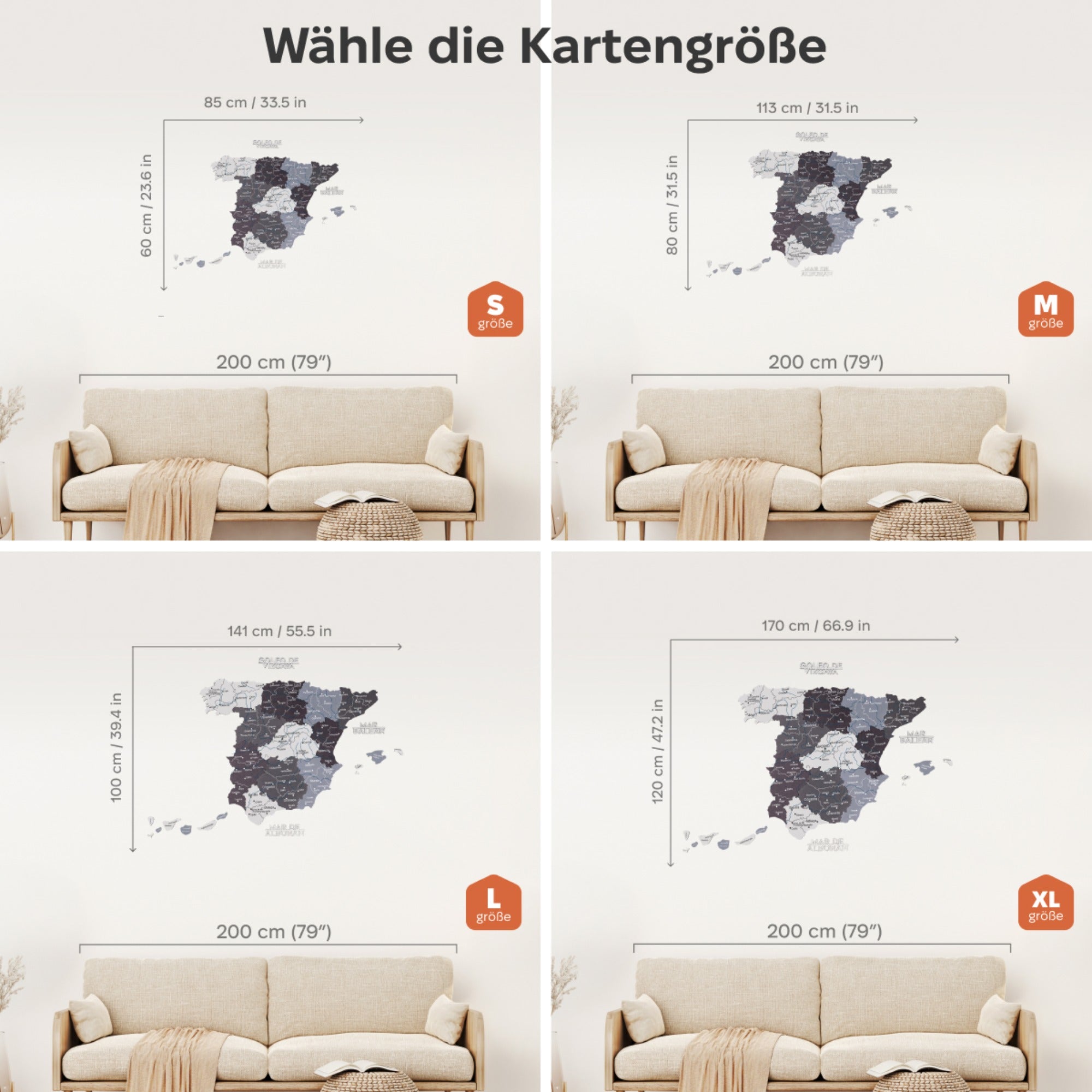 3D Spanienkarte aus Holz – Nordik