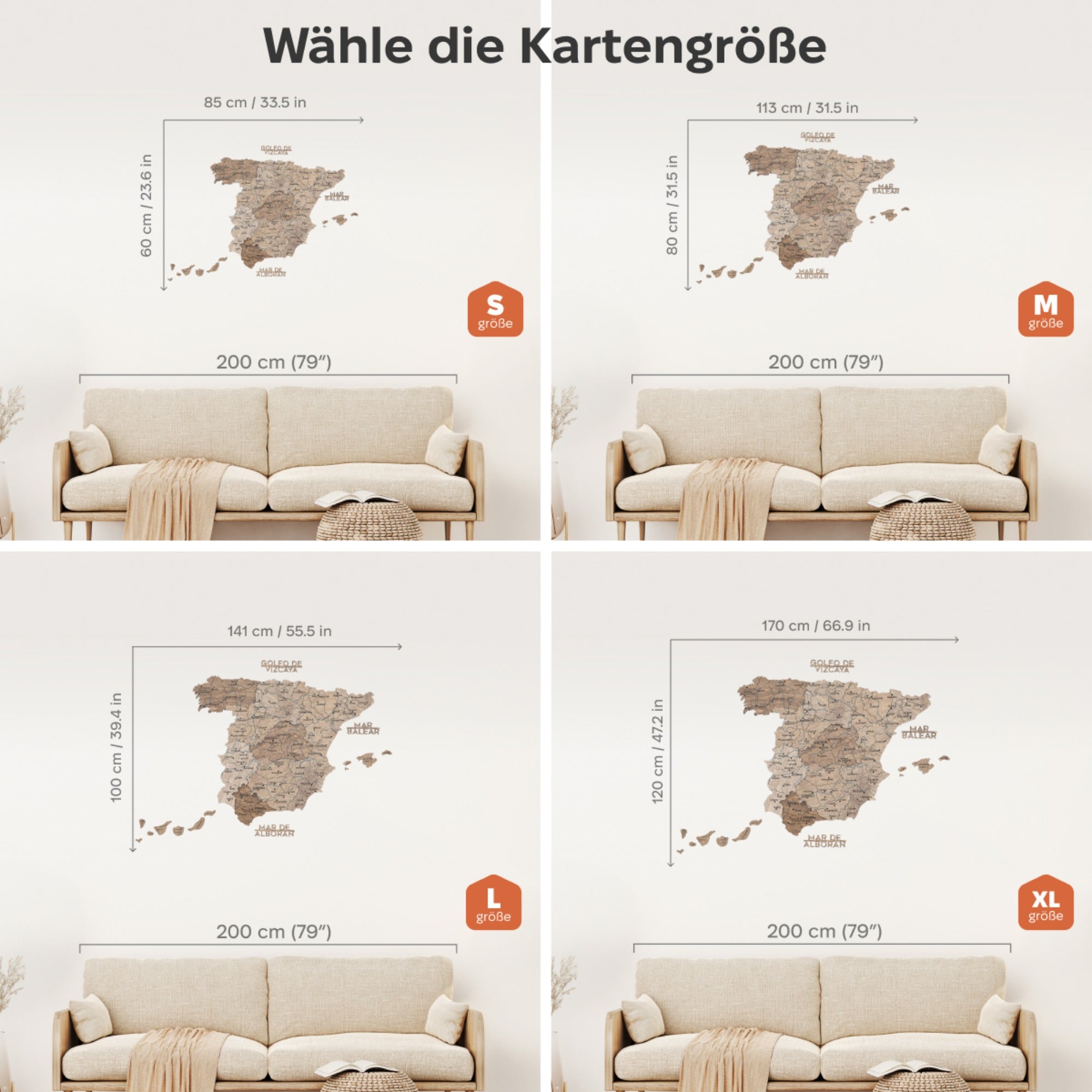 3D Spanienkarte aus Holz – Terra
