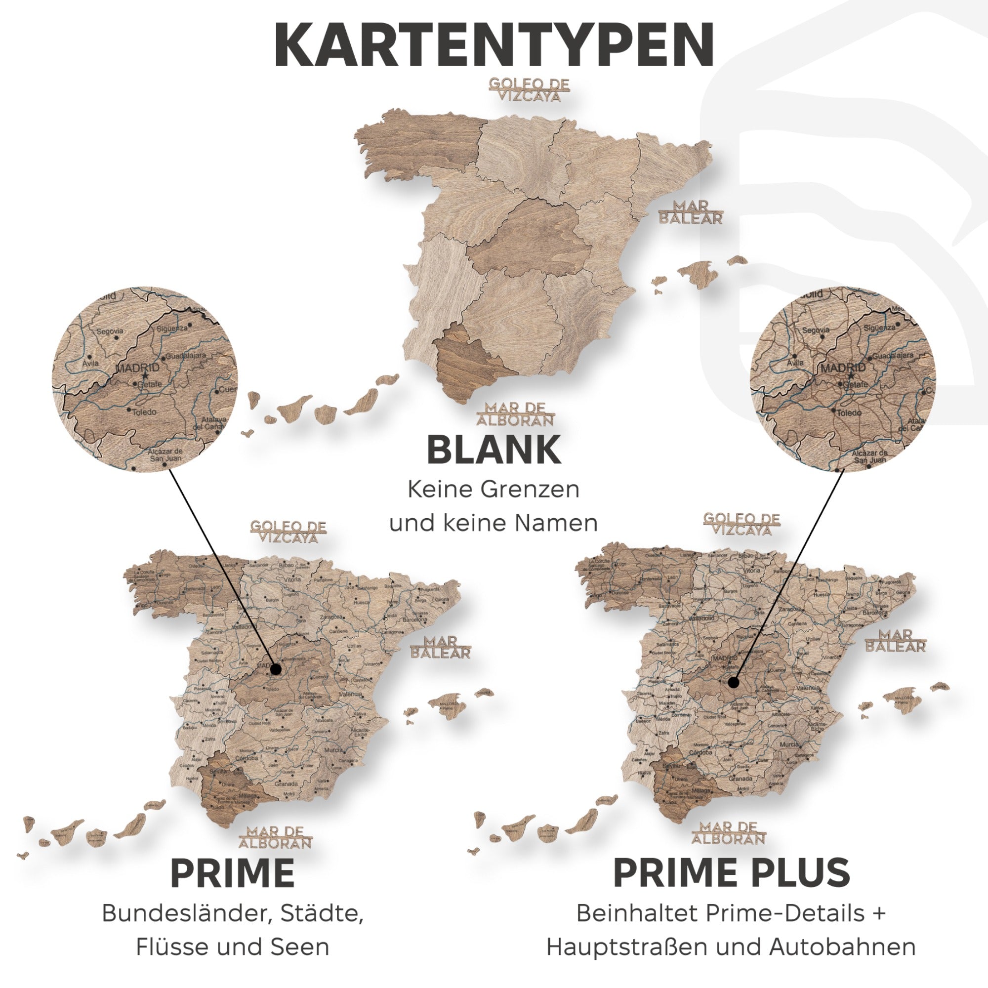 3D Spanienkarte aus Holz – Terra
