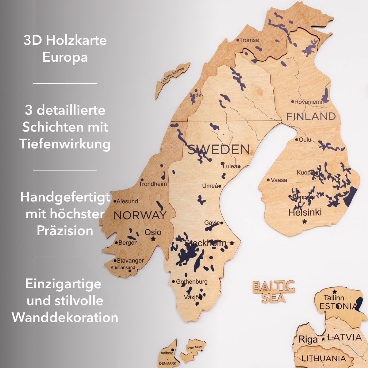 Europa Holzkarte Gold