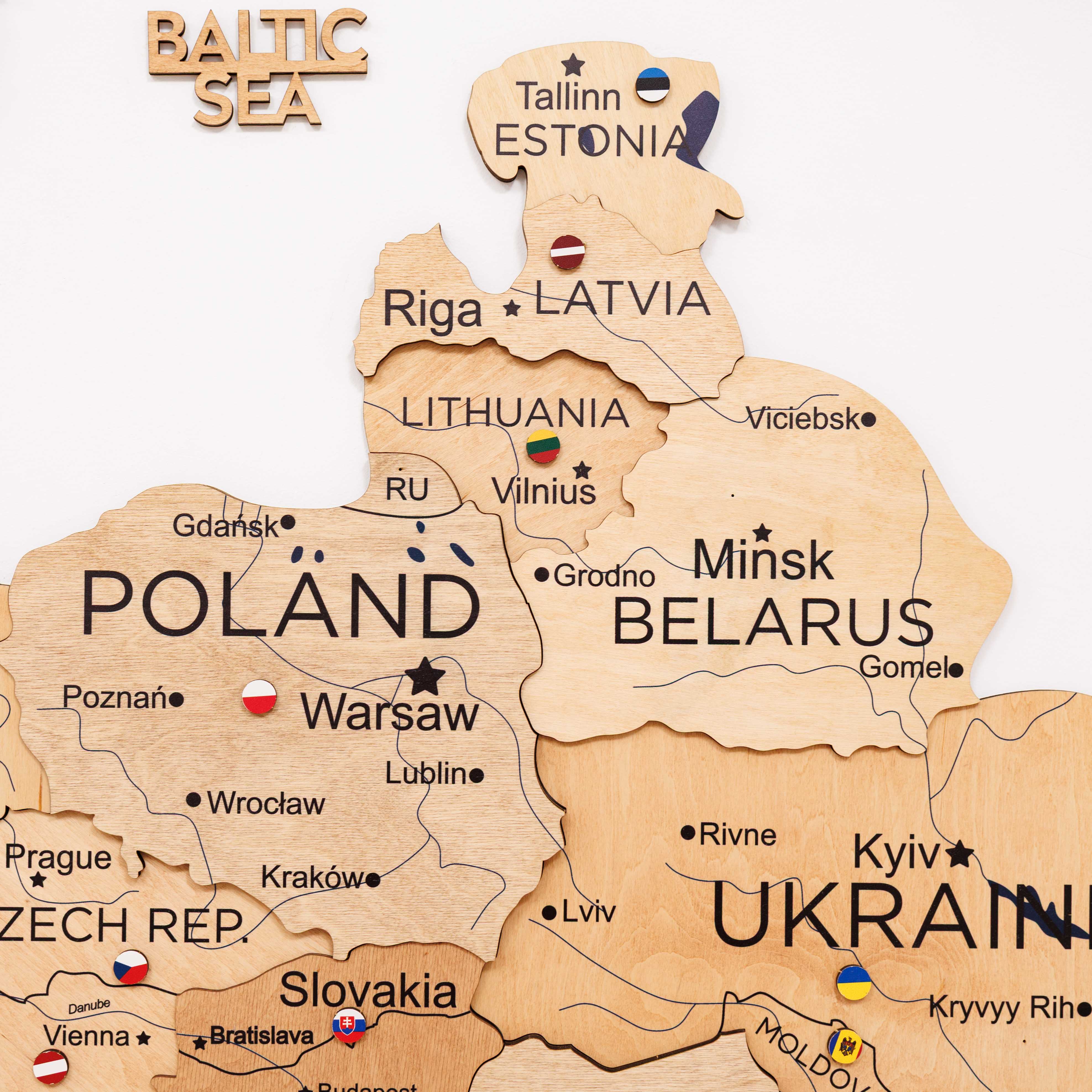 Europa Holzkarte Gold