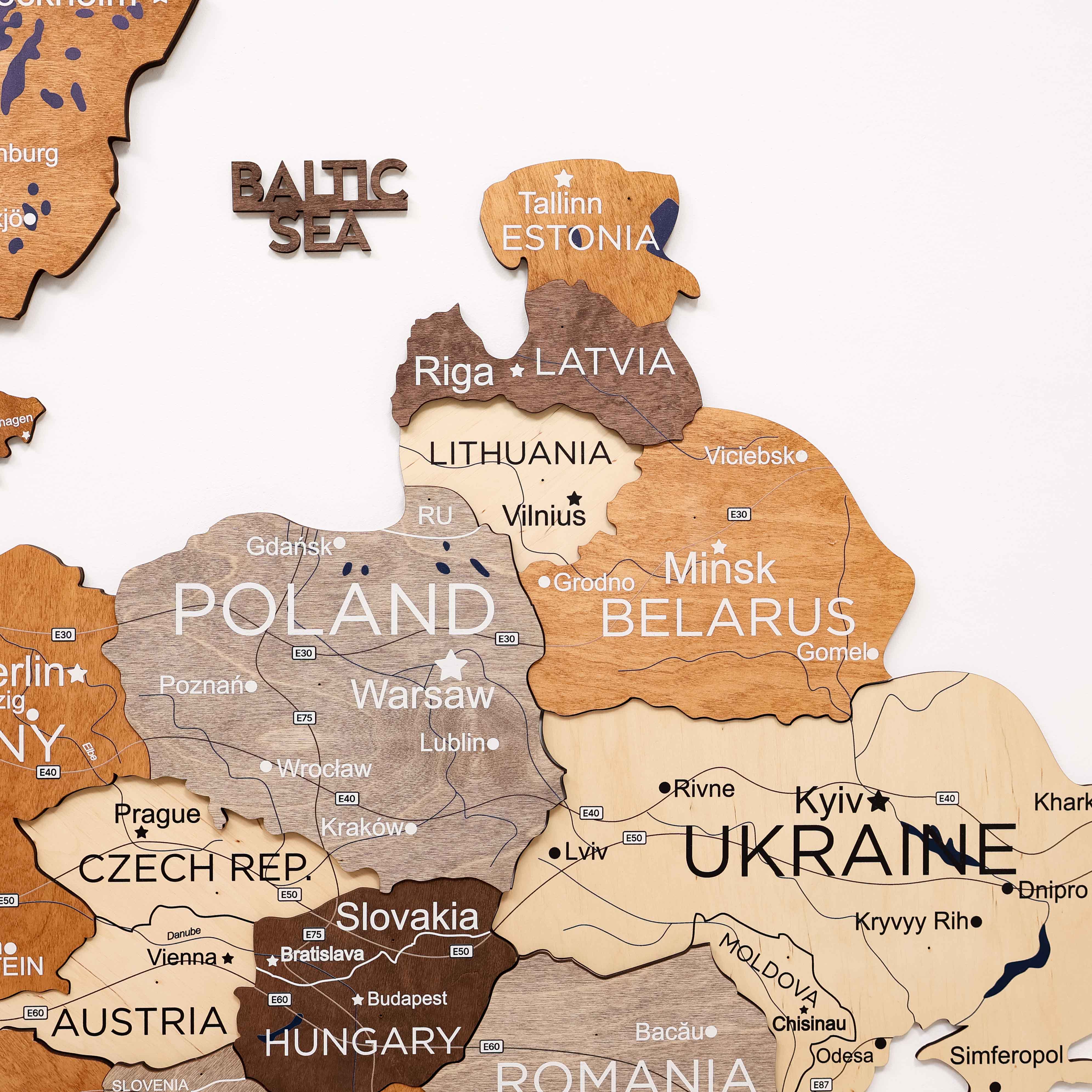  Europa Holzkarte Multicolor