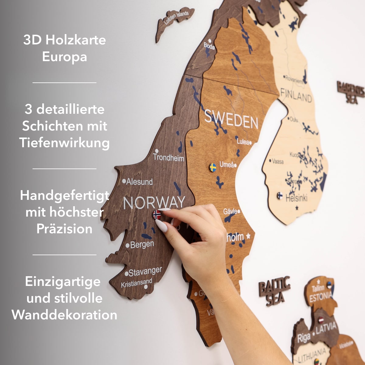  Europa Holzkarte Multicolor