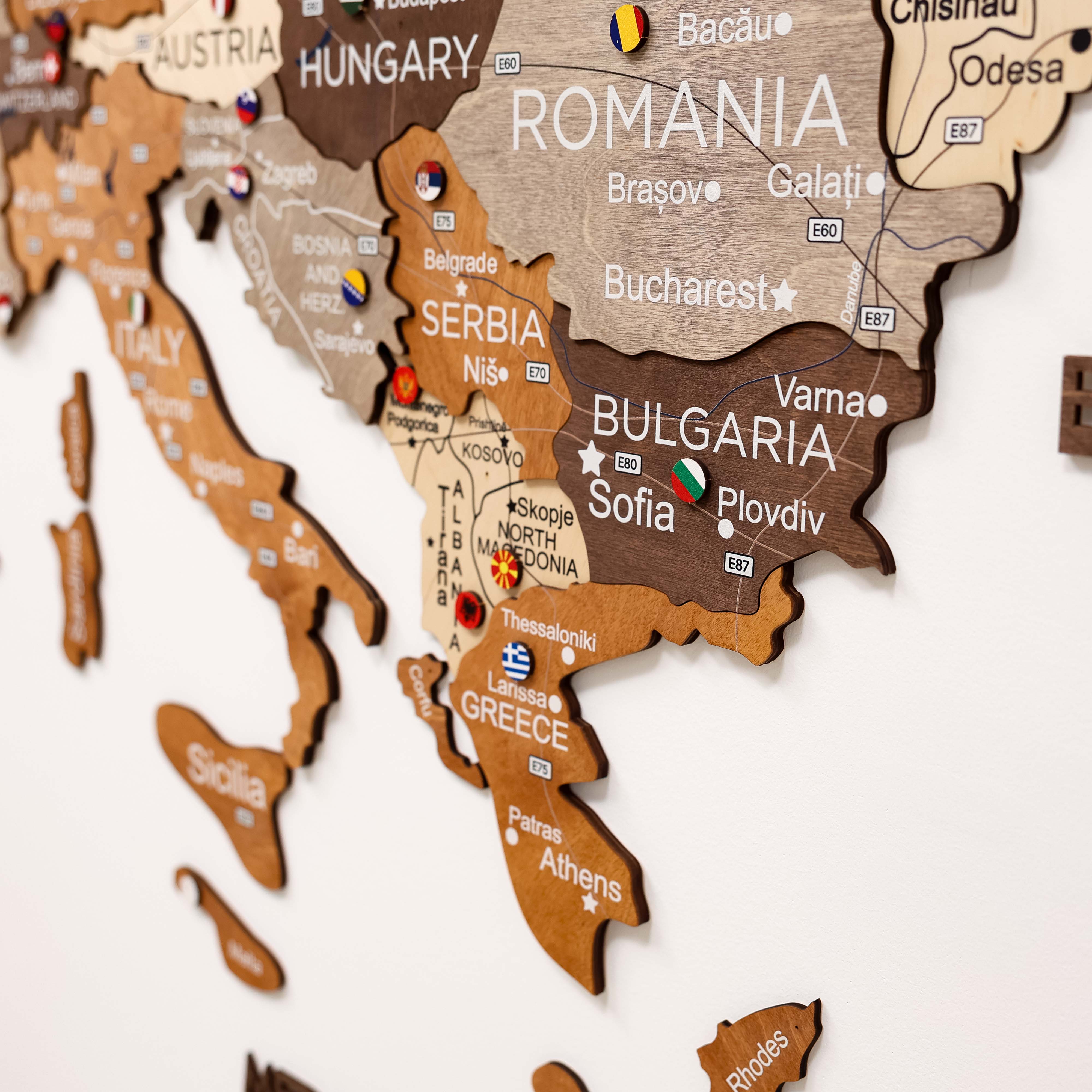  Europa Holzkarte Multicolor