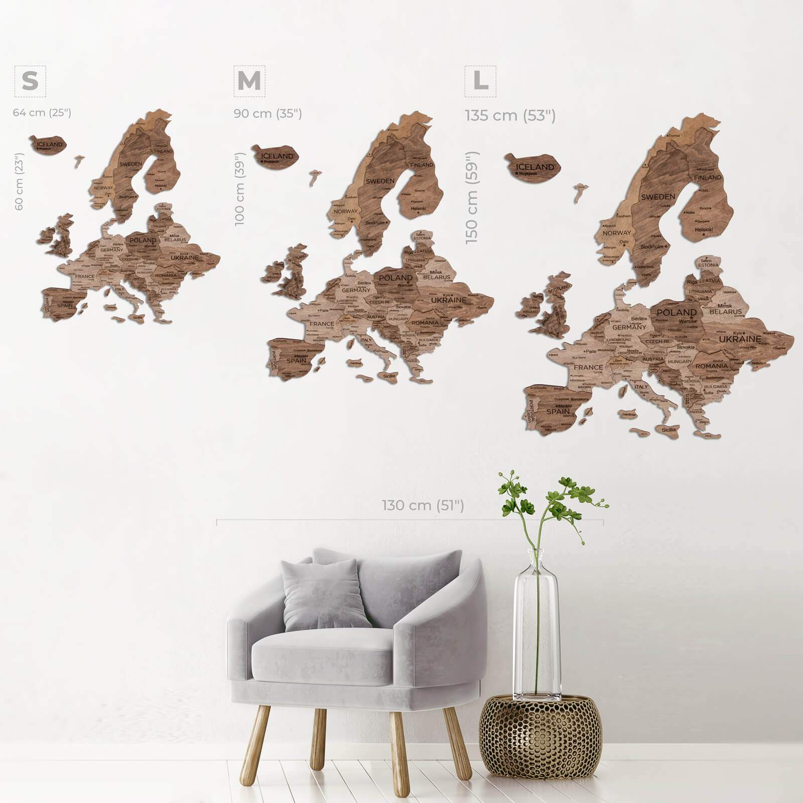 3D Europe Wooden Map Terra