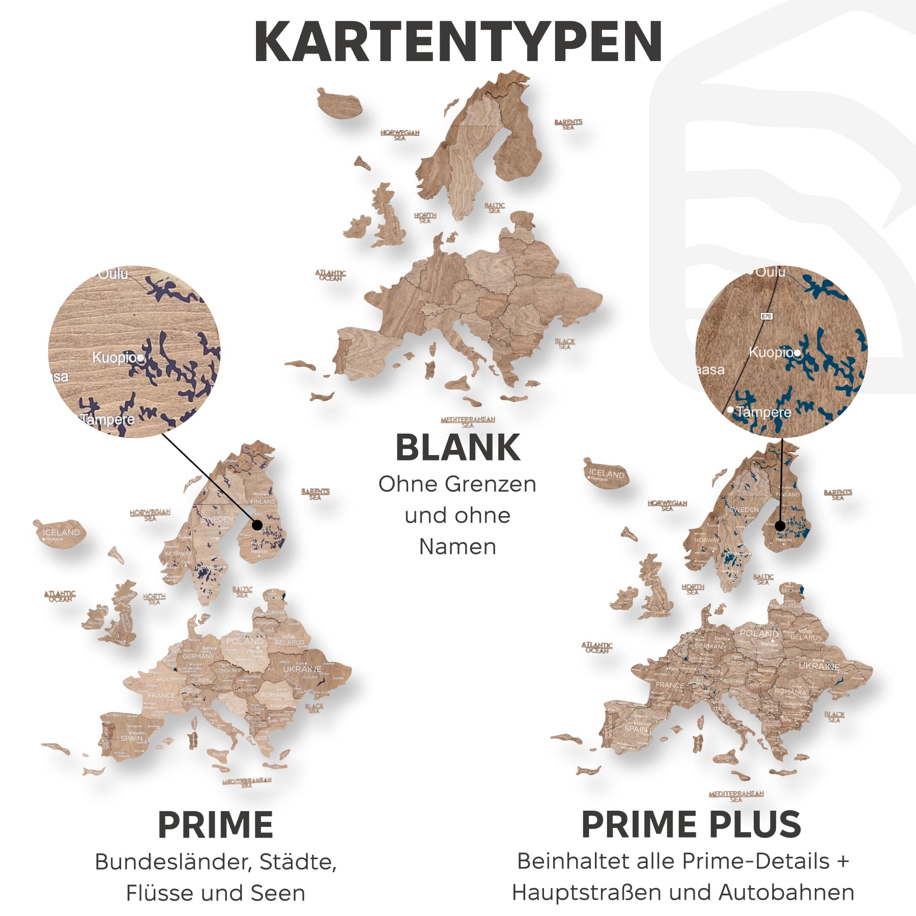 Europa Holzkarte Terra