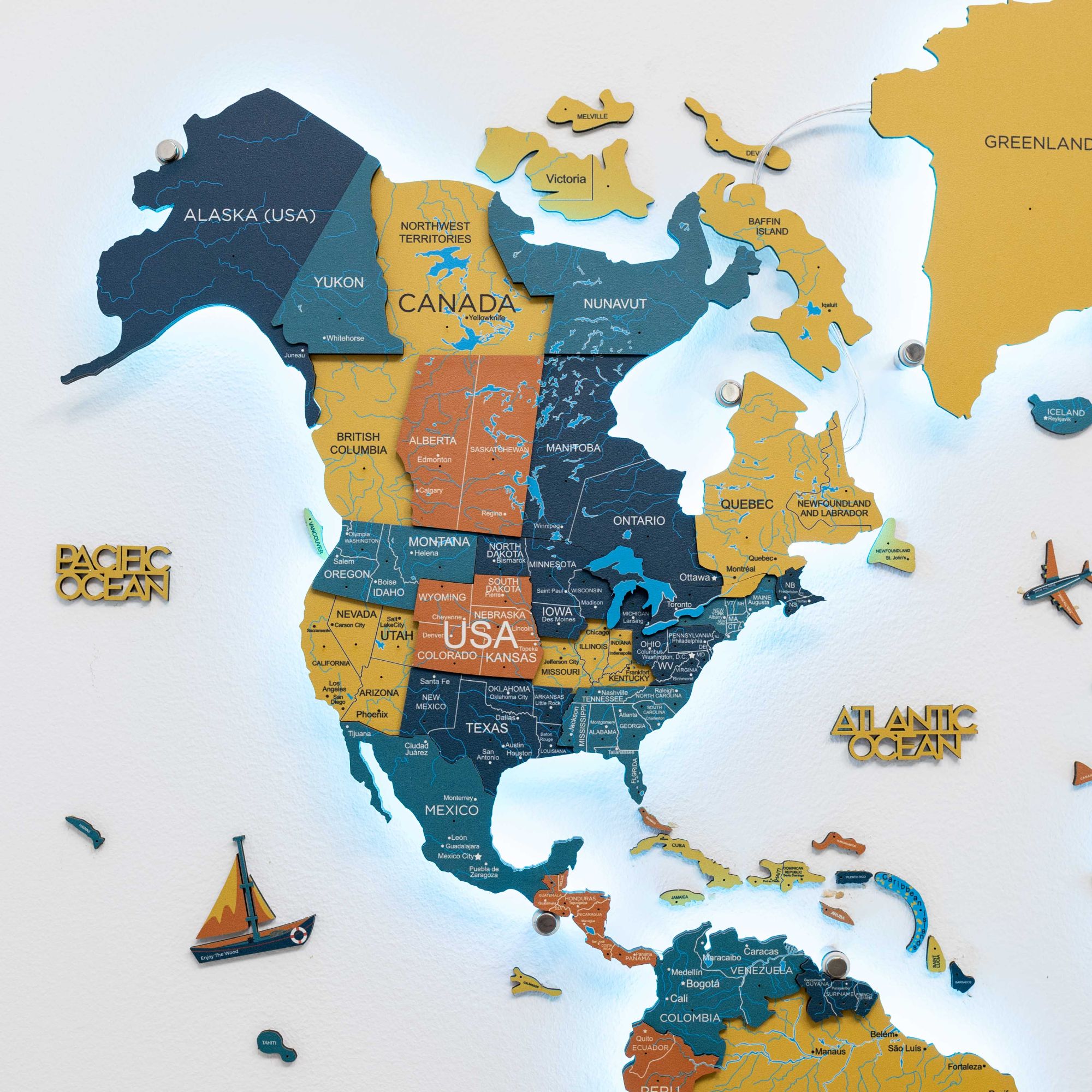Map of North America with countries labeled on a white background