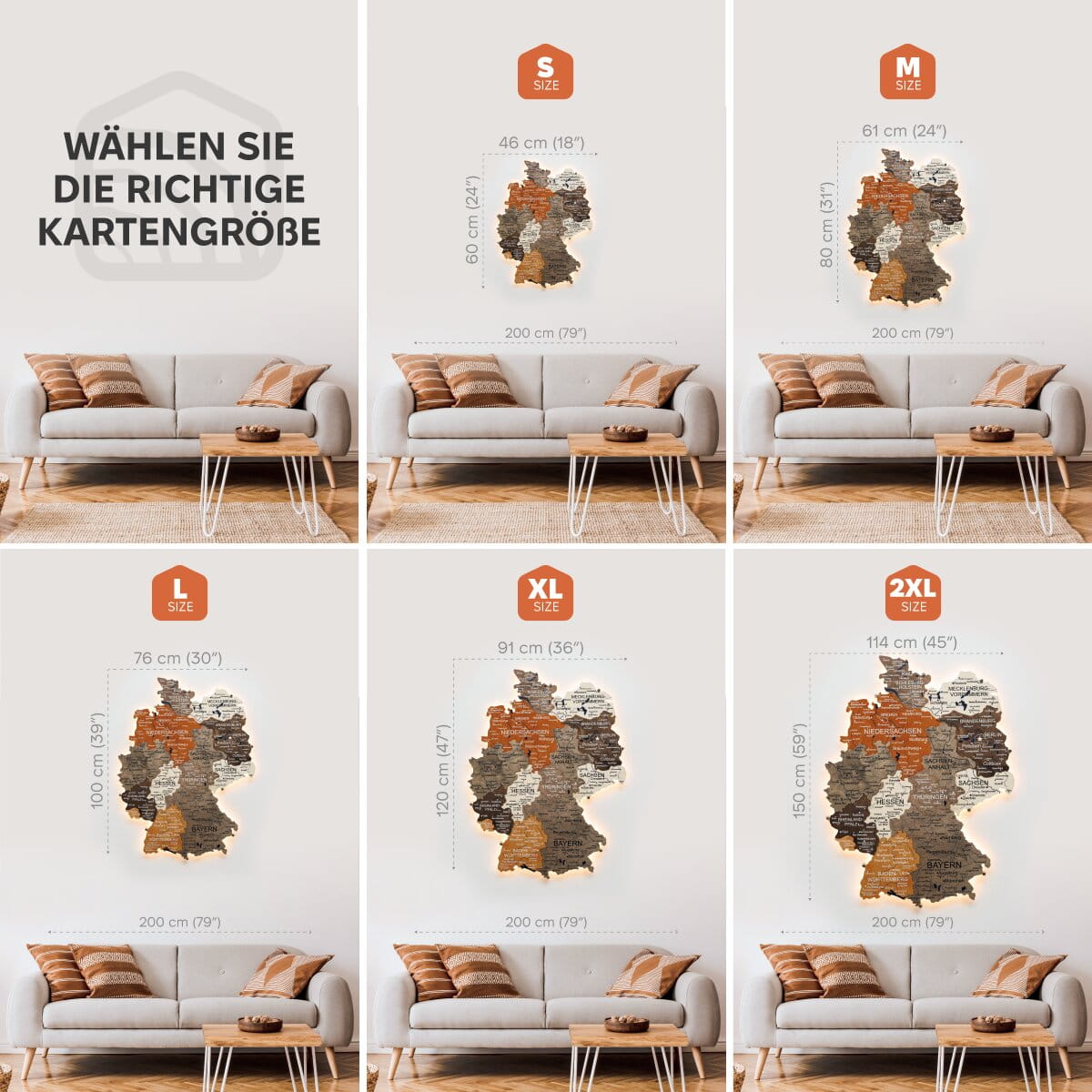 3D Holzkarte Deutschland mit LED