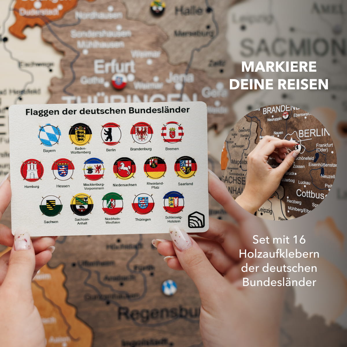 3D Holzkarte Deutschland mit LED