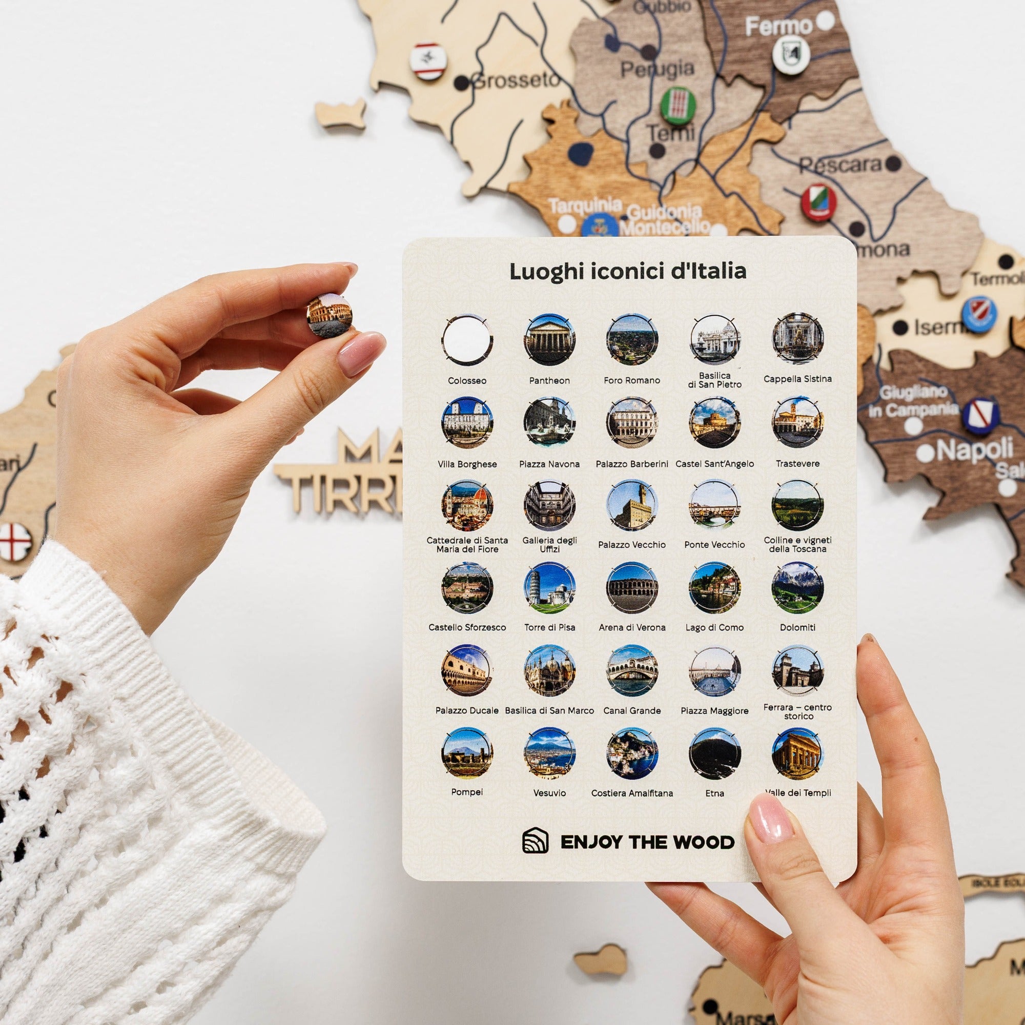 3D Italienkarte aus Holz – Multicolor