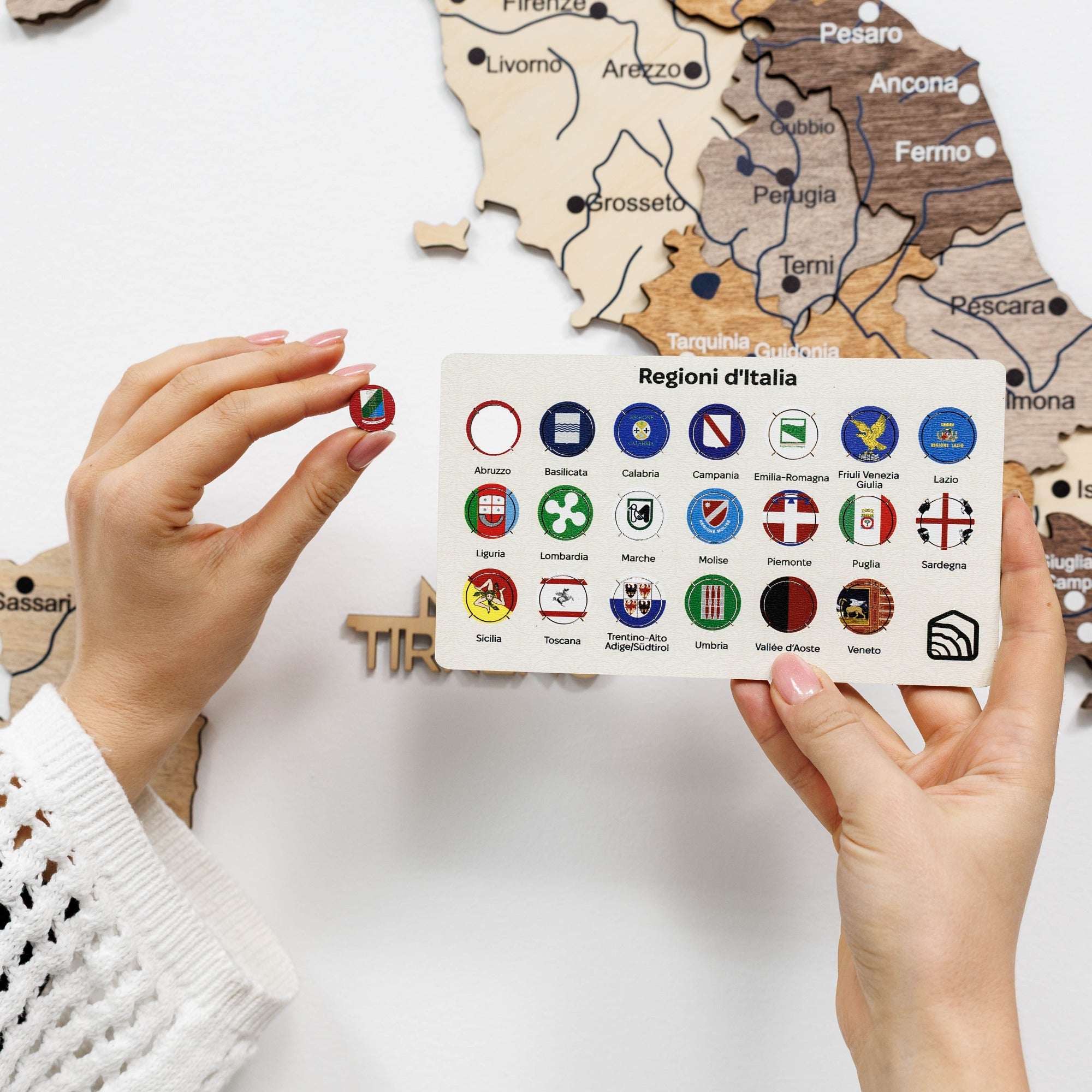 3D Italienkarte aus Holz – Multicolor