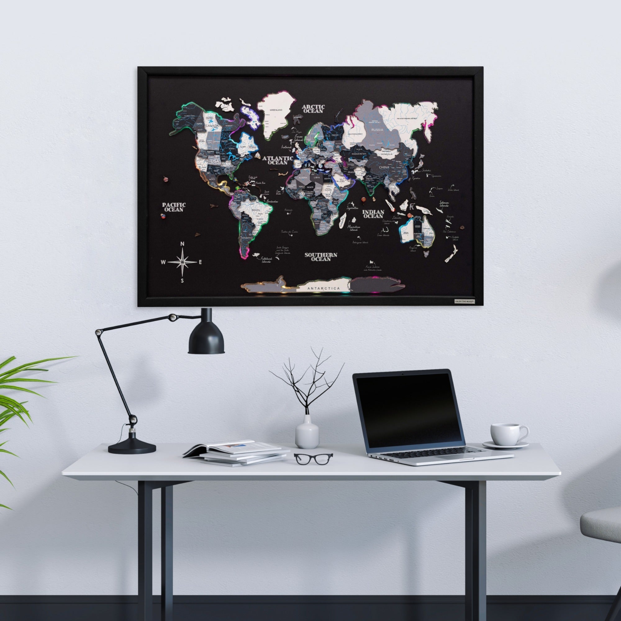 Weltkarte auf Platte LED 2.0 – Nordik