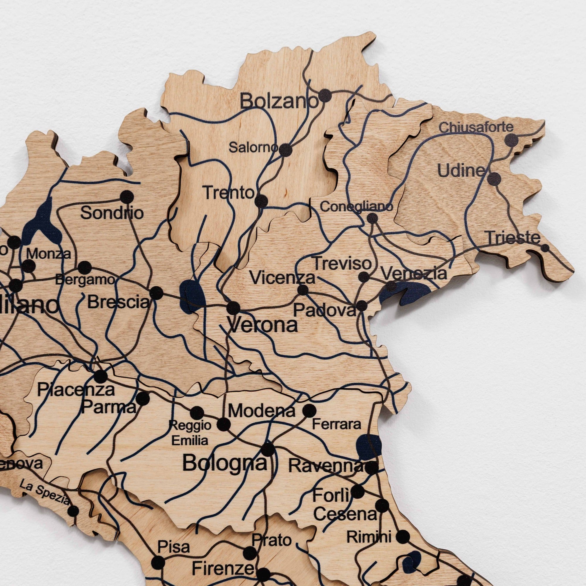 3D Italienkarte aus Holz – Gold