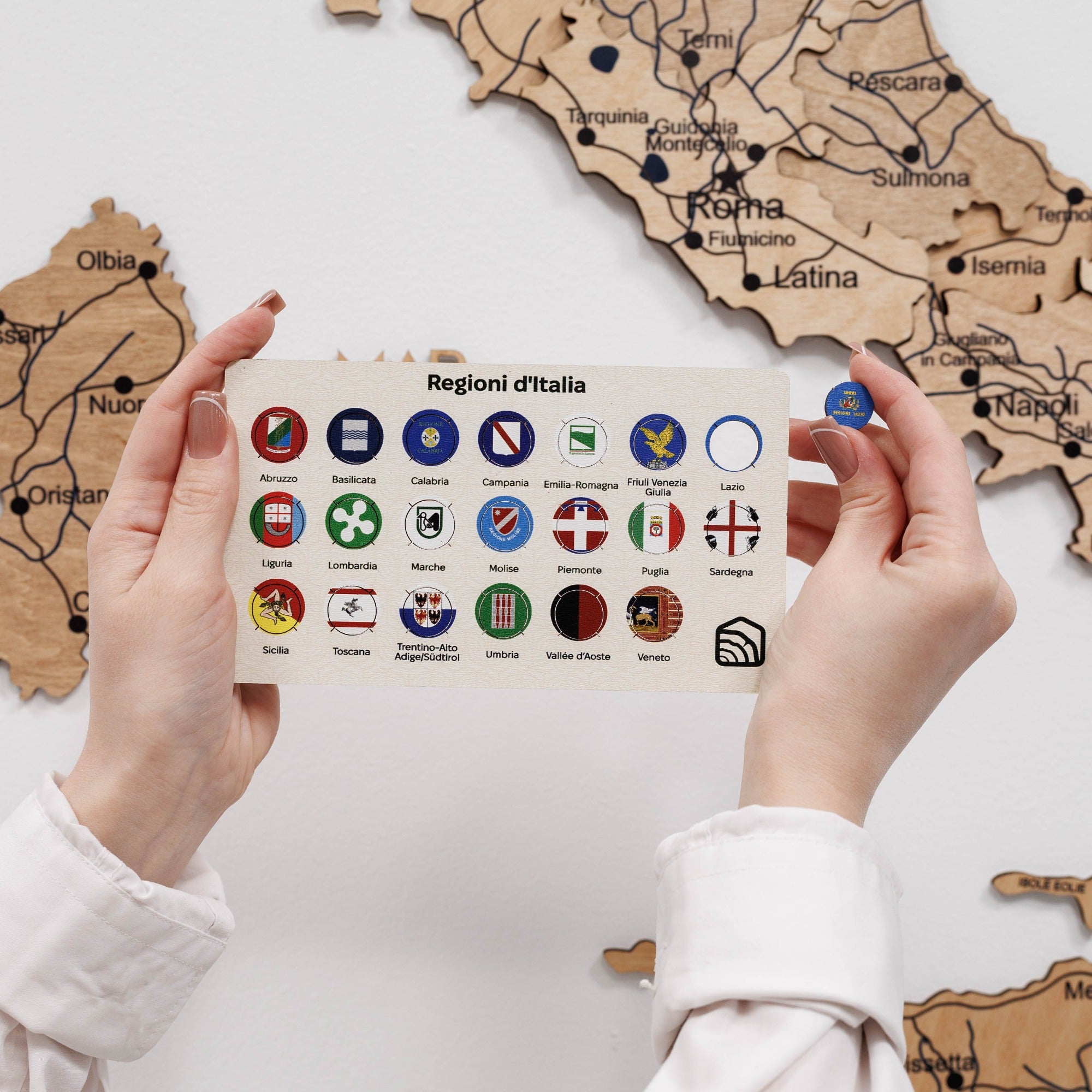 3D Italy Wood Map - Gold