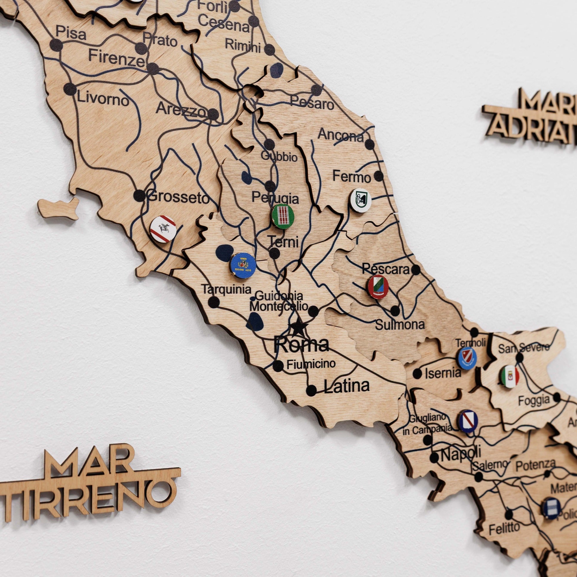 3D Italy Wood Map - Gold
