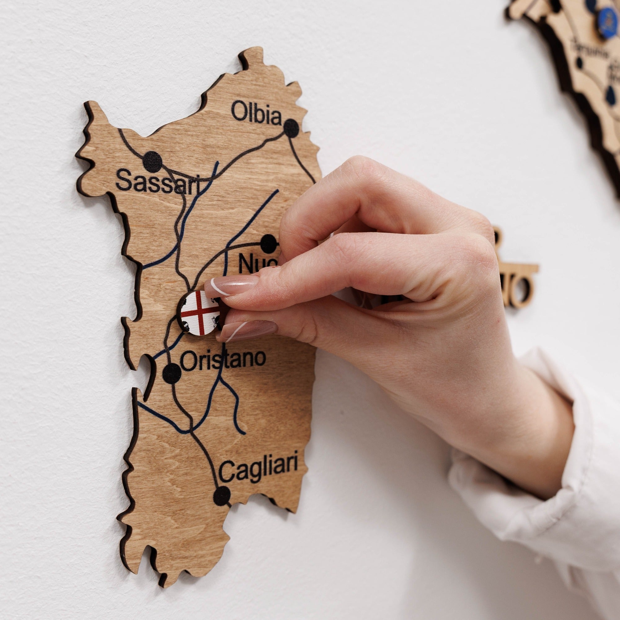 3D Italy Wood Map - Gold