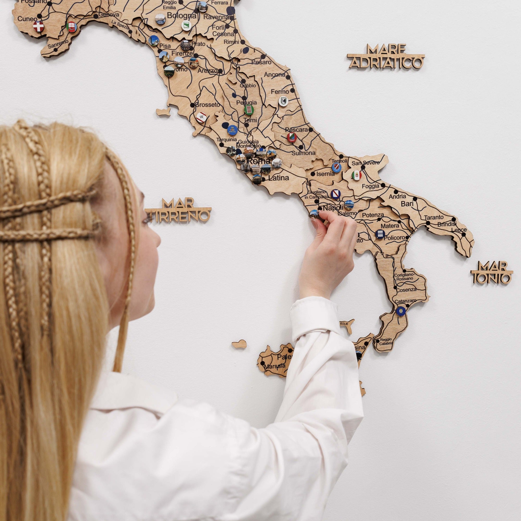 3D Italy Wood Map - Gold