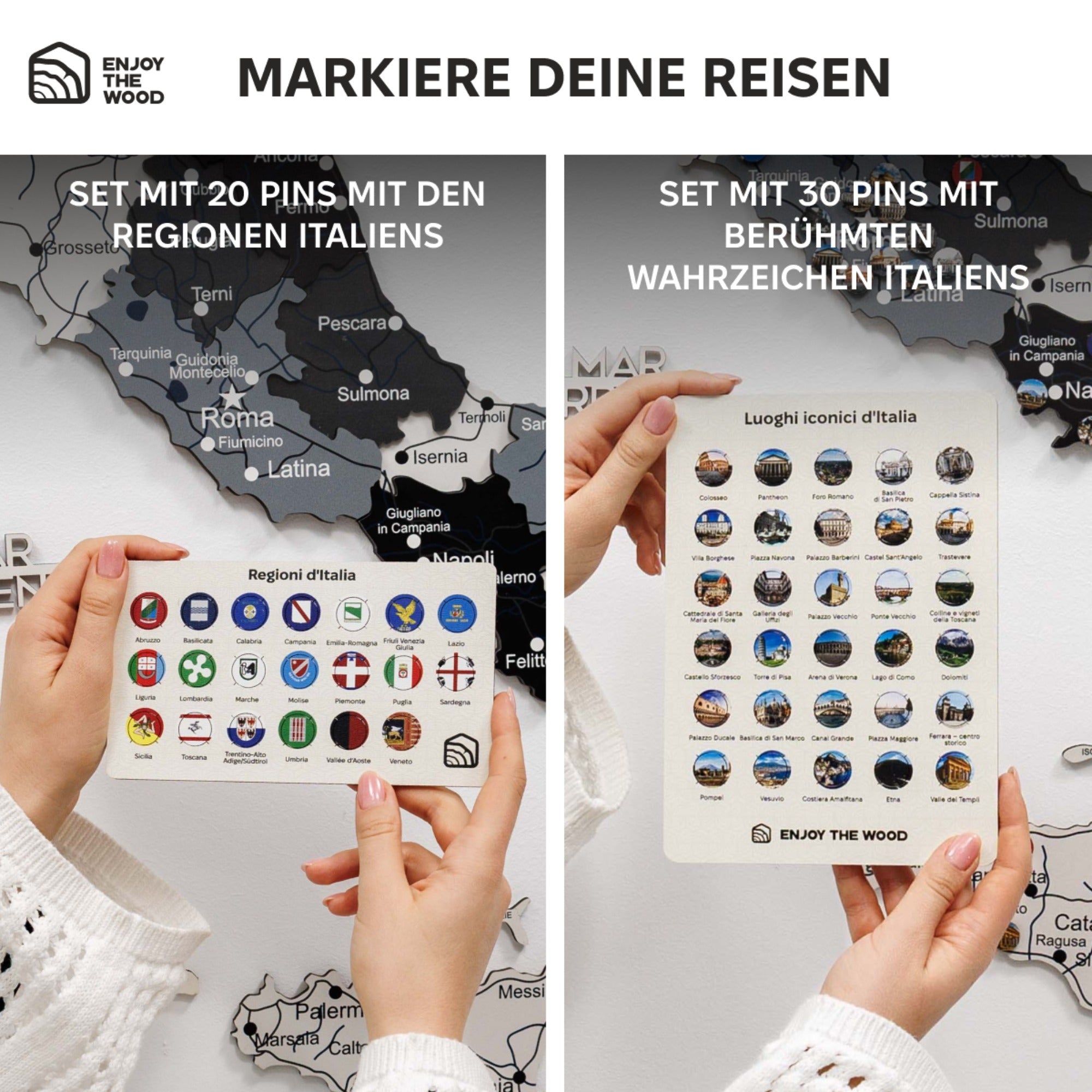 3D Italienkarte aus Holz – Nordik