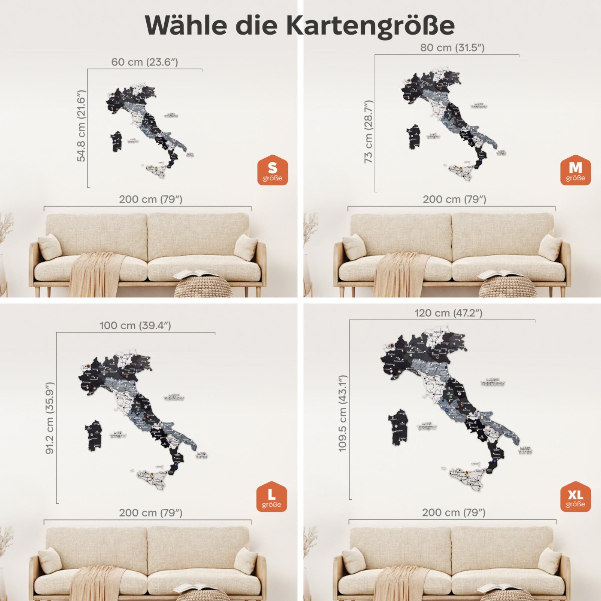 3D Italienkarte aus Holz – Nordik