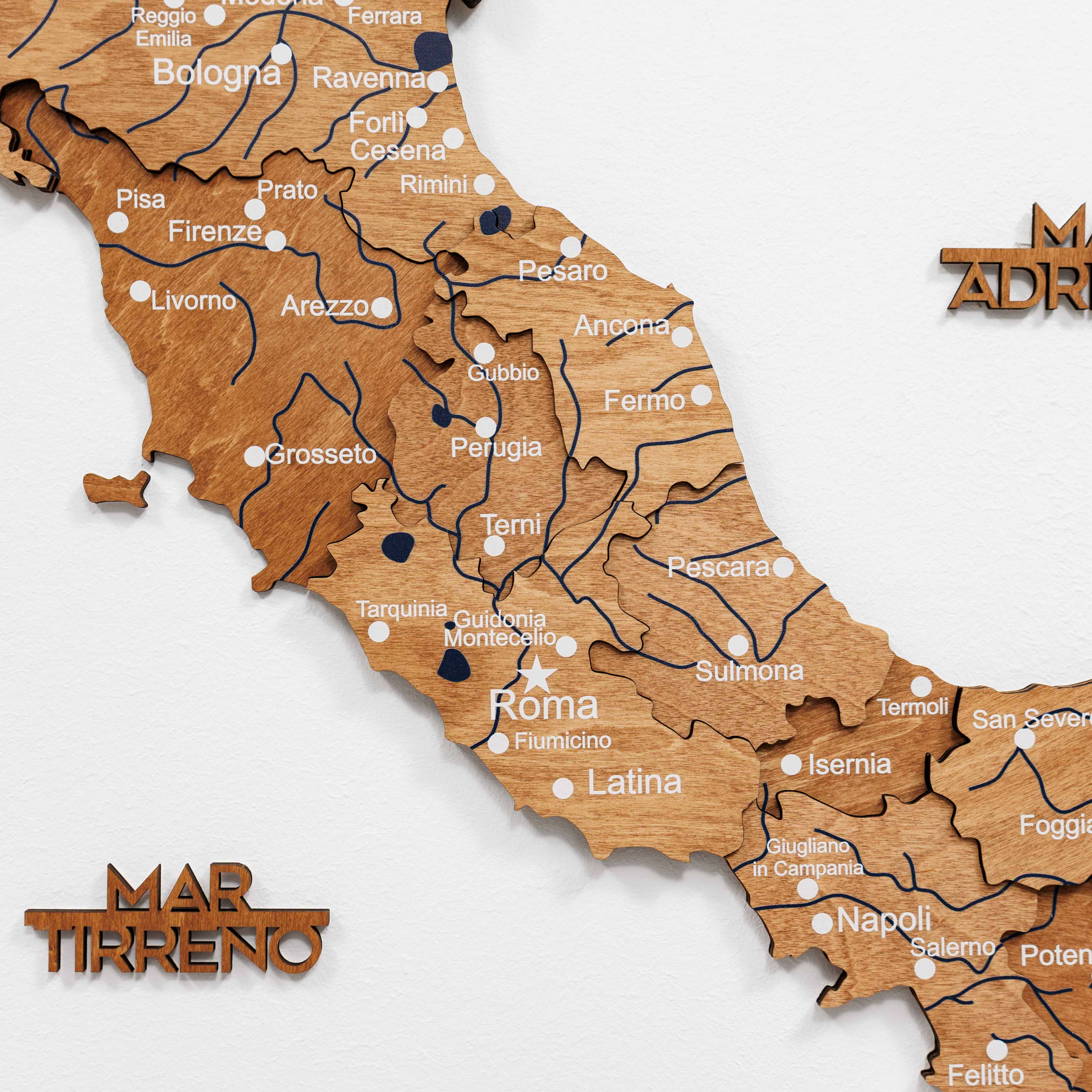 3D Italy Wooden Map – Oak