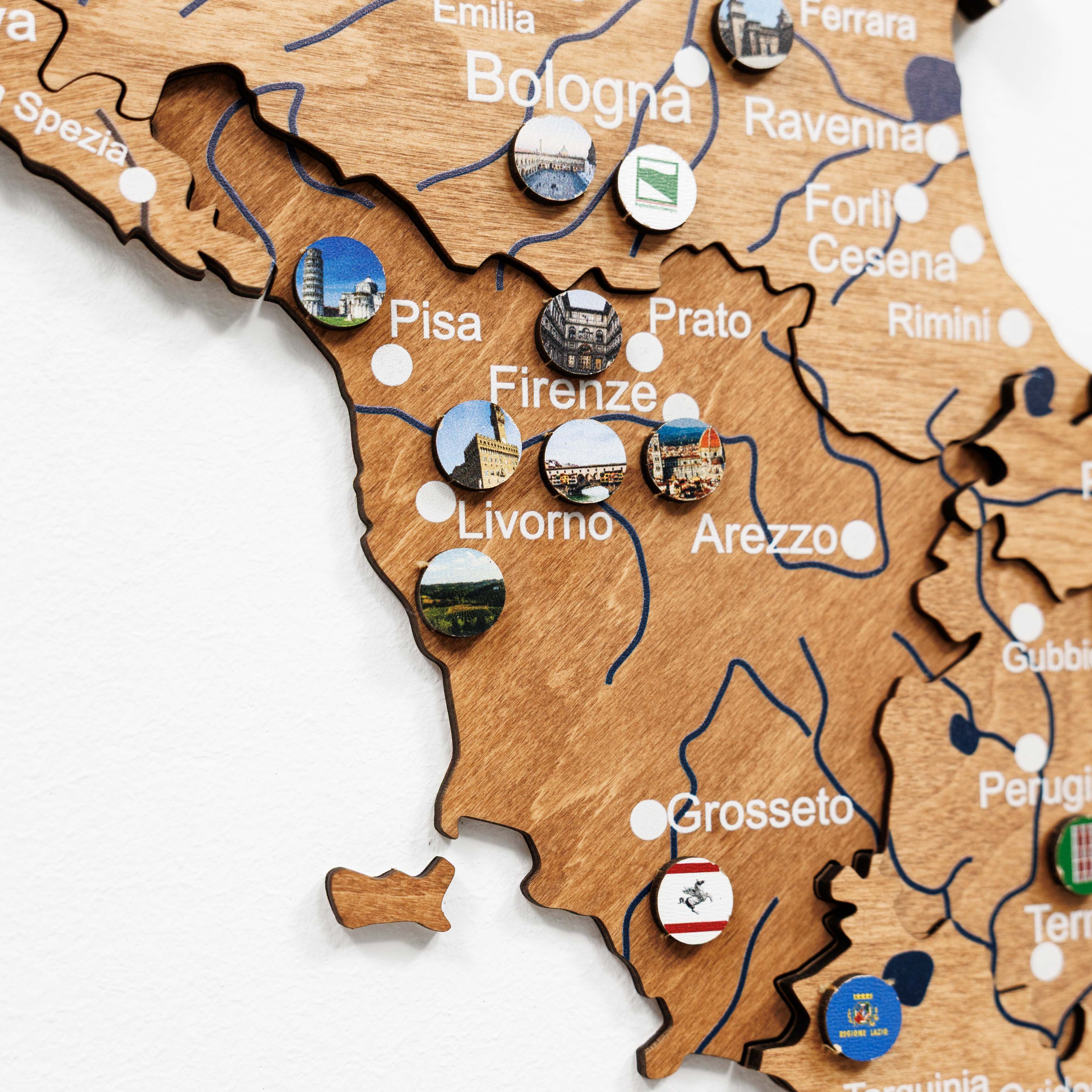 3D Italy Wooden Map – Oak