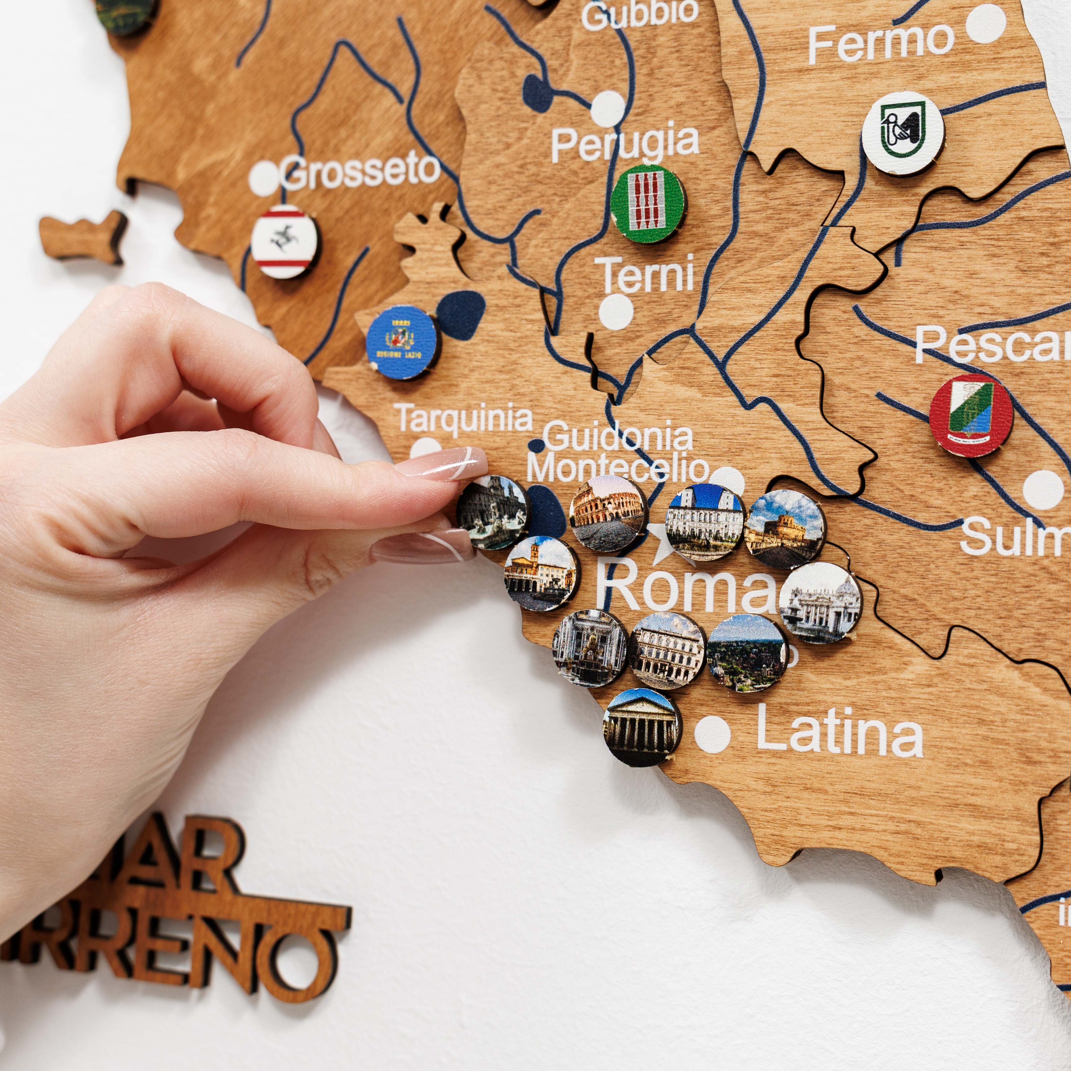 3D Italy Wooden Map – Oak