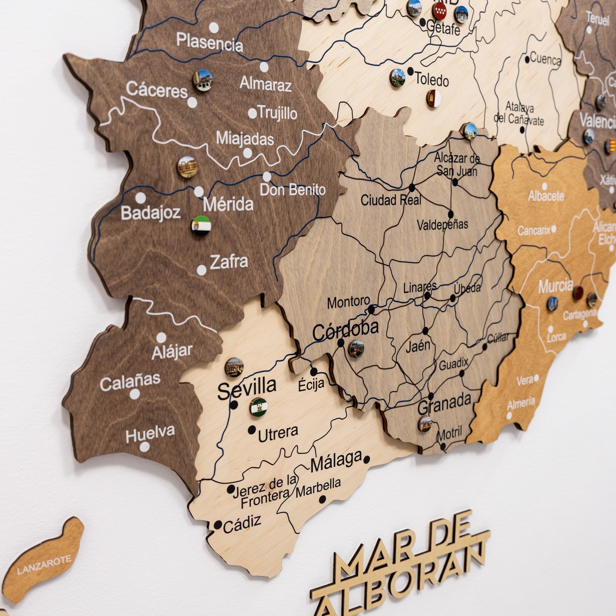 3D Wooden Map of Spain – Multicolor