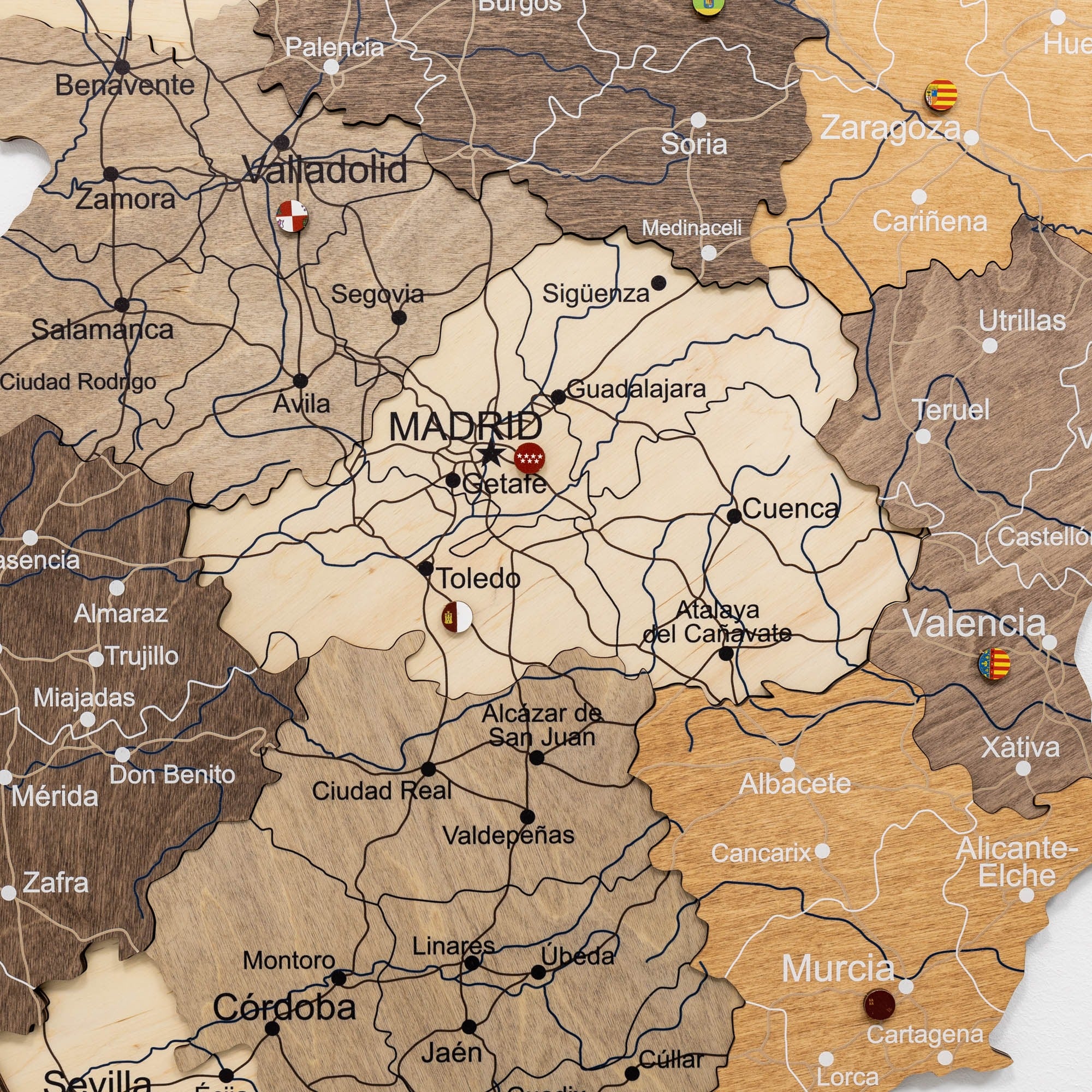 3D Wooden Map of Spain – Multicolor