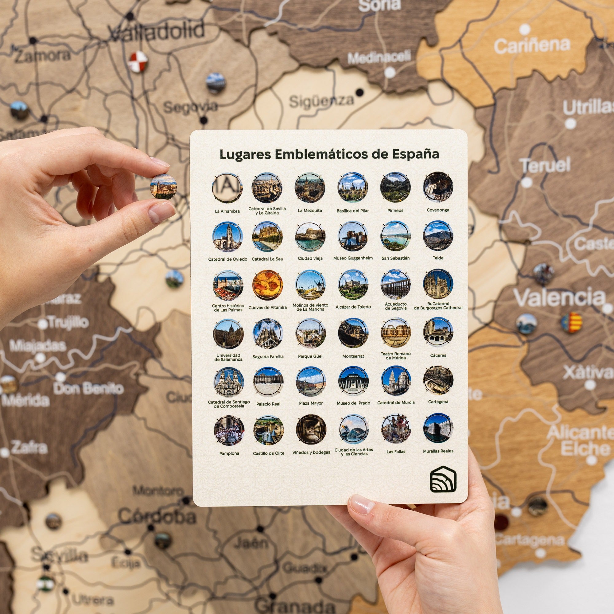 3D Wooden Map of Spain – Multicolor