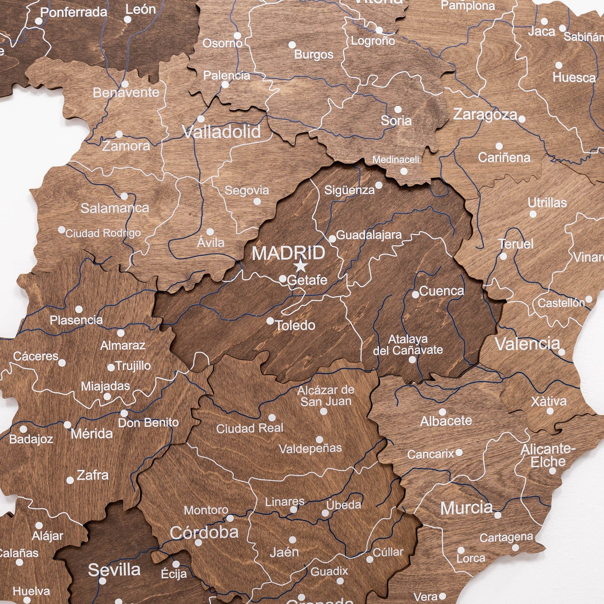 3D Wooden Map of Spain - Dark Walnut