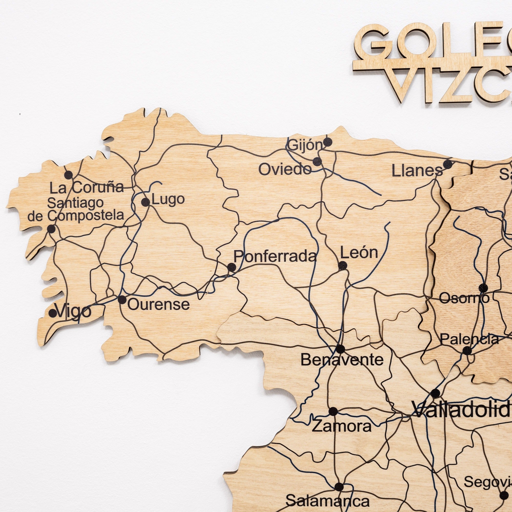 3D Wooden Map of Spain - Gold
