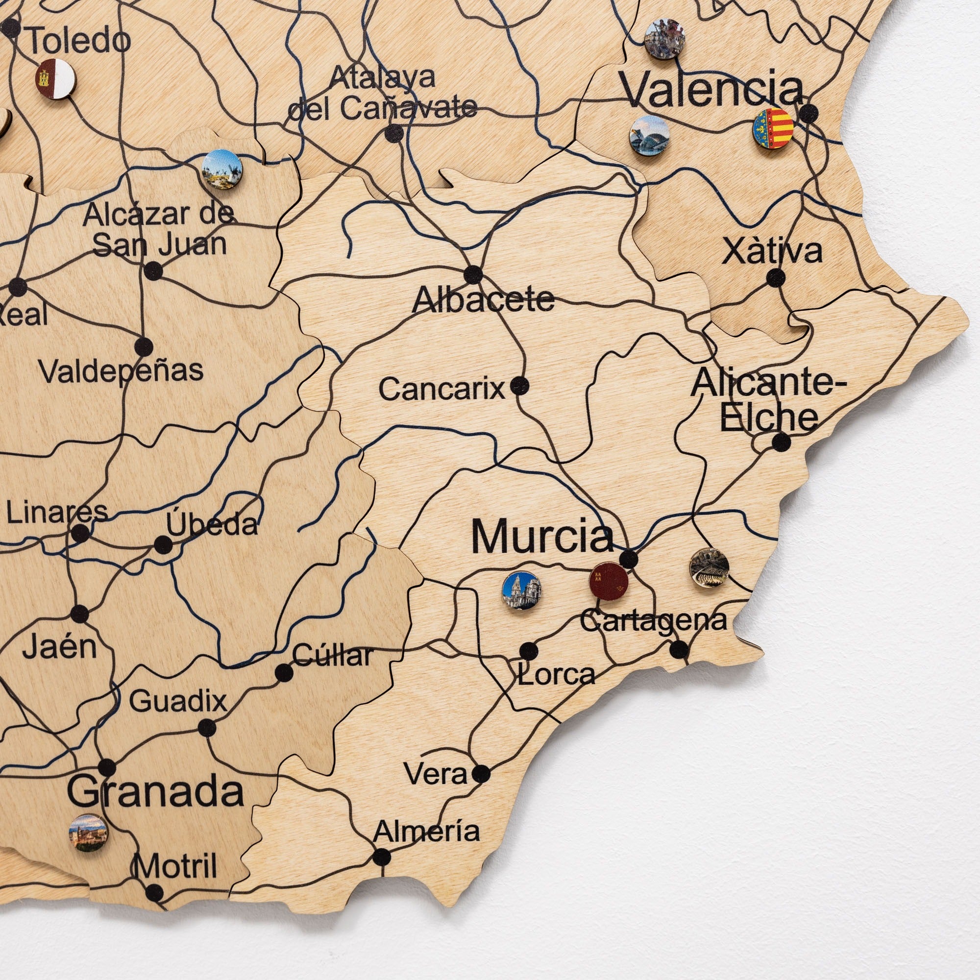 3D Spanienkarte aus Holz – Gold