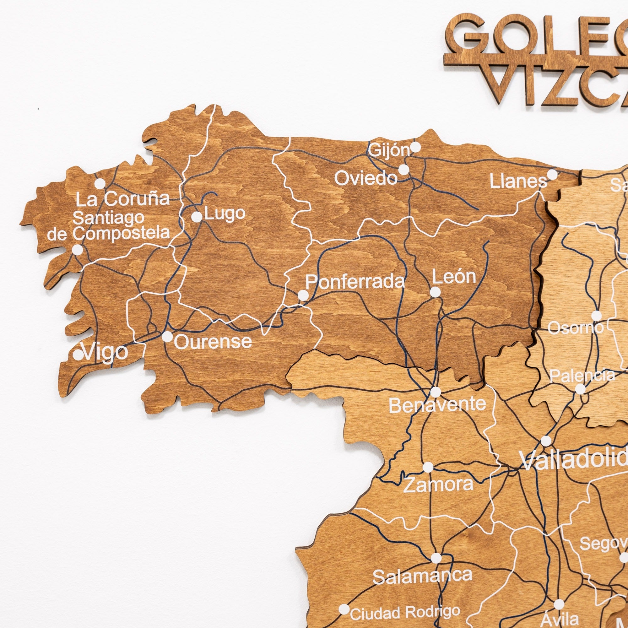 3D Wooden Map of Spain - Oak