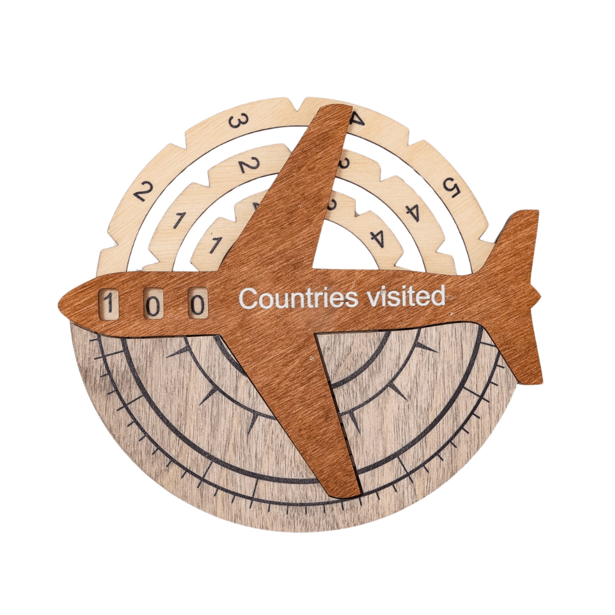 Reisetracker 3D Weltkarte aus Holz