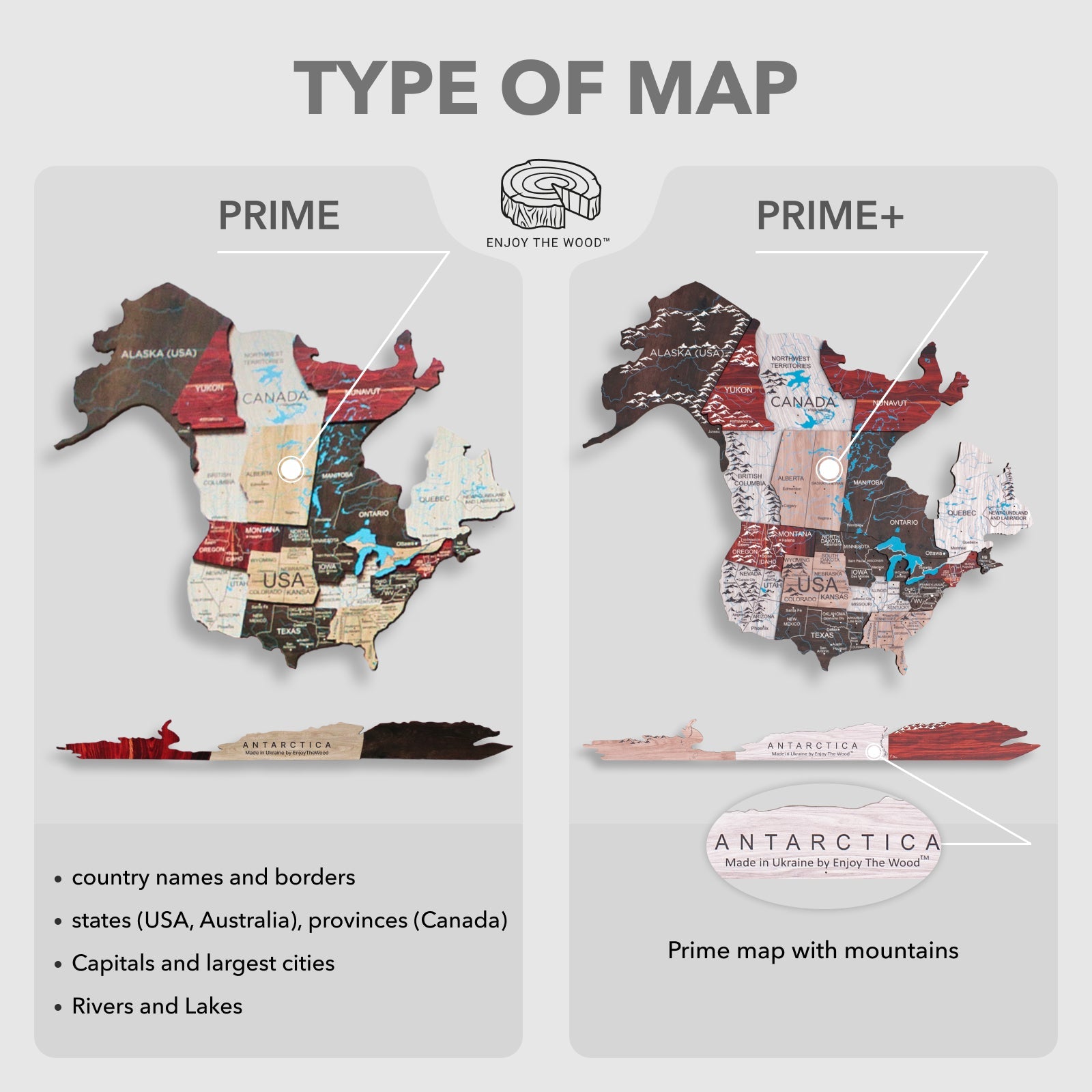 3D-LED / Luminous Holz-Weltkarte 3.0 Urban