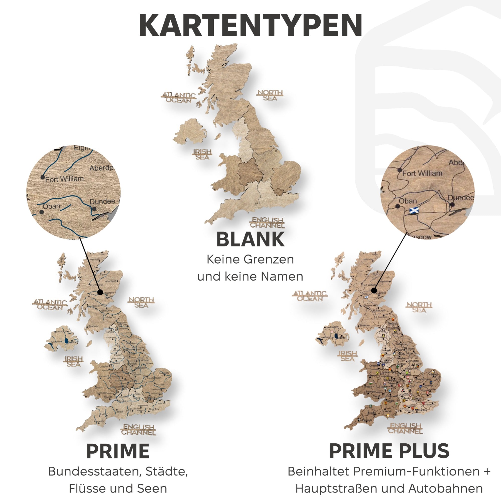 3D Vereinigtes Königreich Holzkarte Terra